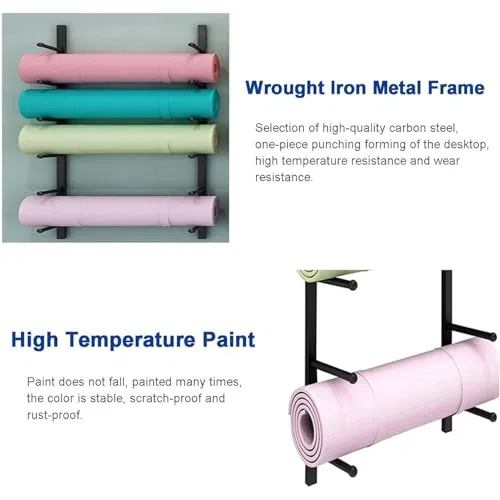 Support de rangement mural en métal pour tapis de yoga, rouleau en mousse, pour la maison, la salle de sport, l'école, le commerce – Support mural pour équipement d'entraînement