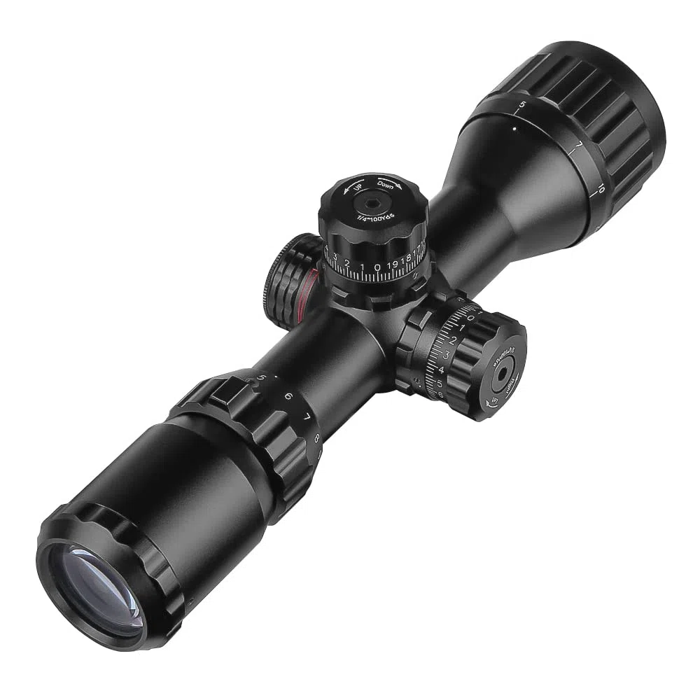 Lunette de visée SPINA OPTICS 3-9X32, AO, RGB Mil-Dot, Anneaux QD, Noir