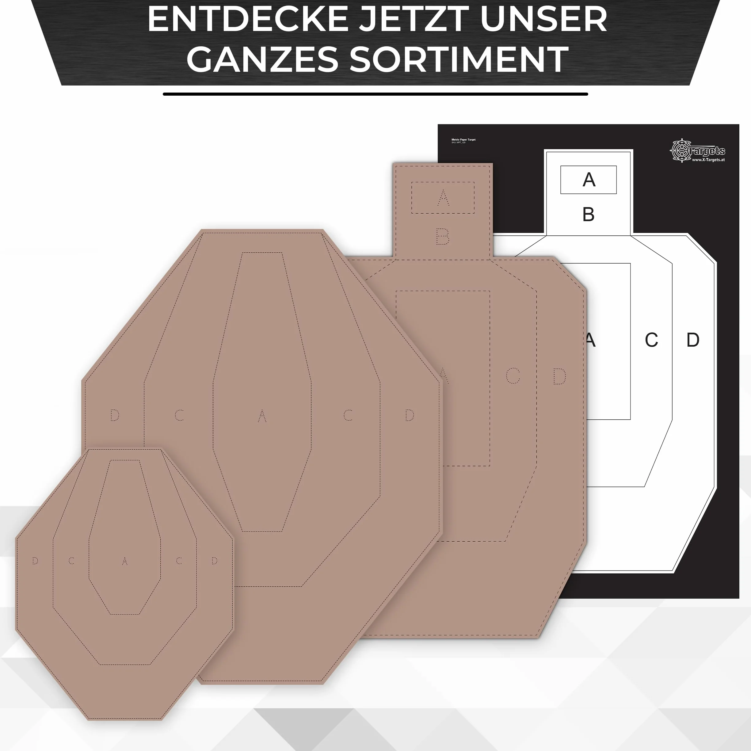 X-Targets USPSA/IPSC Metric Disque de compétition/carton ondulé Marron/Blanc Format 46 x 76 cm