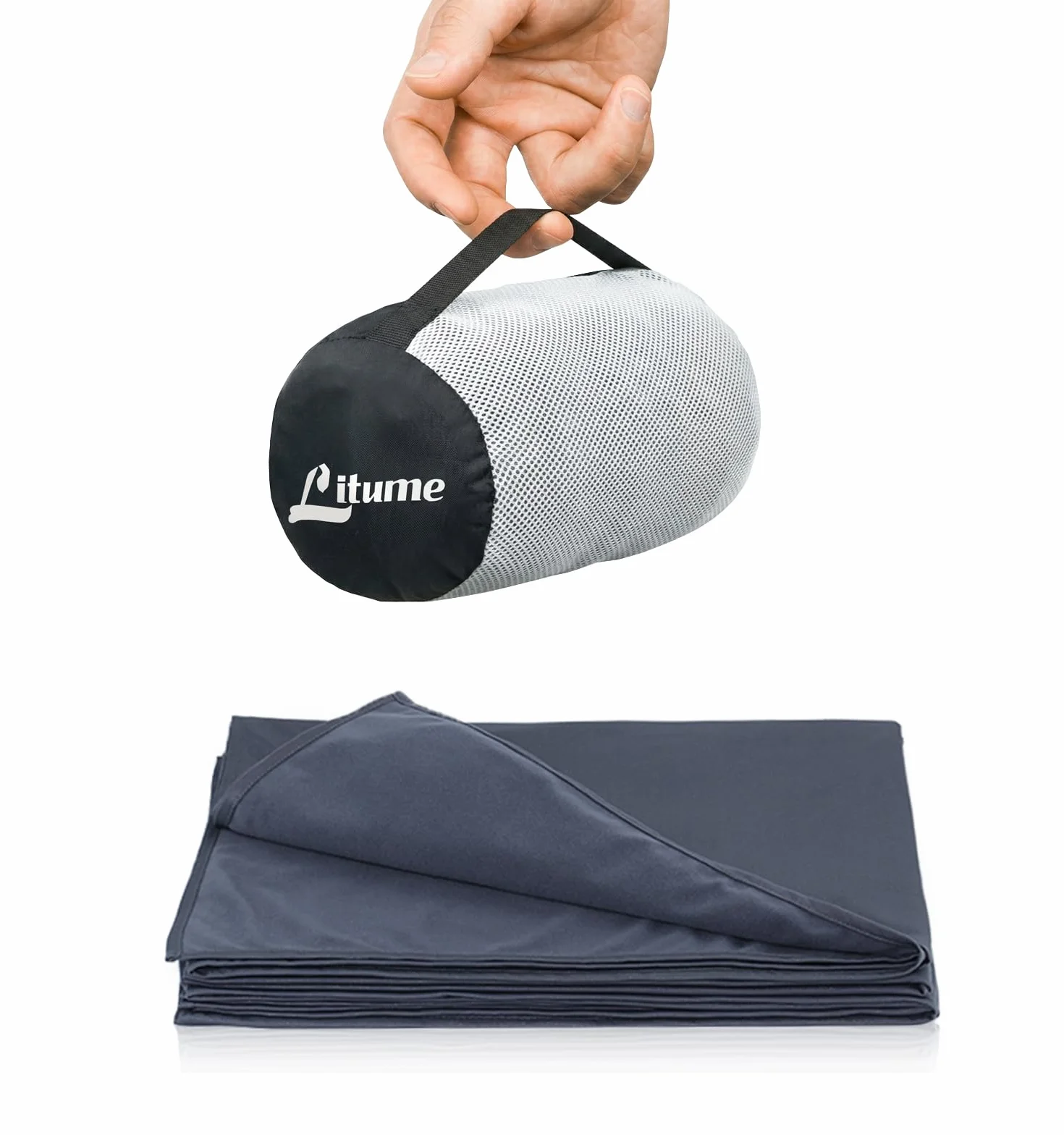 Litume Couverture de Voyage légère et Respirante, Couverture d'avion Souple 170 x 122 cm pour Les Voyageurs, Drap de Camping Pliable avec Sac de Rangement pour Train, Camp, Voyage