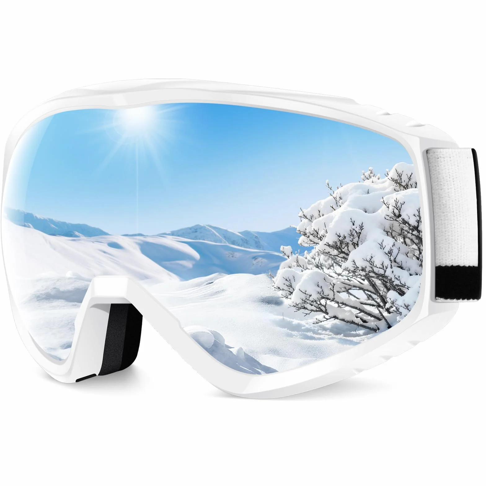 Findway Masque de Ski, Lunette de Ski pour Homme Femme Adulte, Masqué Ski OTG pour Ski et Snowboard Anti-buée, Anti-UV Photochromique Lentille Sphérique