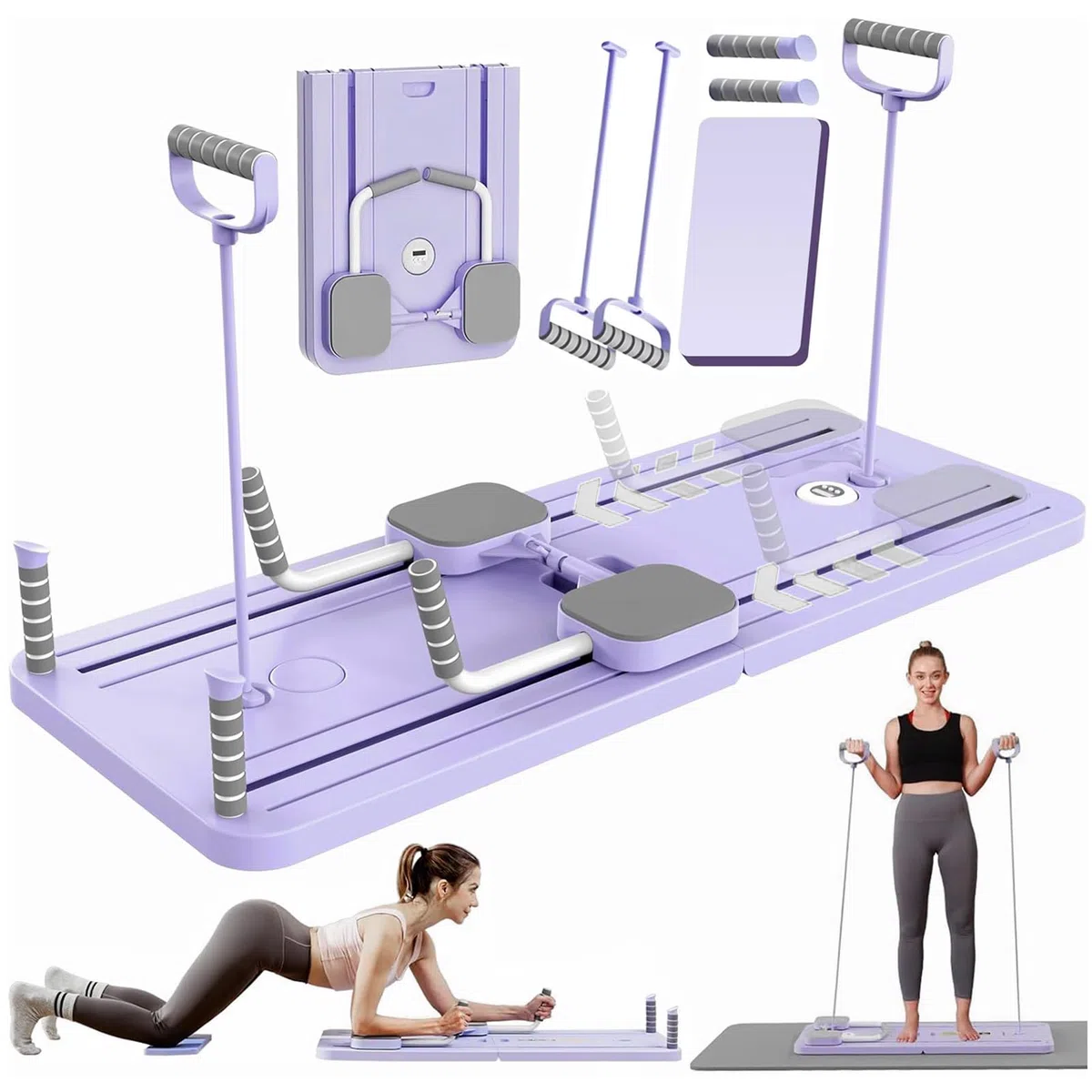Reformer Pilates Machine Pliable Board Set pour Maison Multifonctionnelle Roue Abdominale Rebond Automatique Roue Abdominale Planche Ab Roller Fitness Materiel