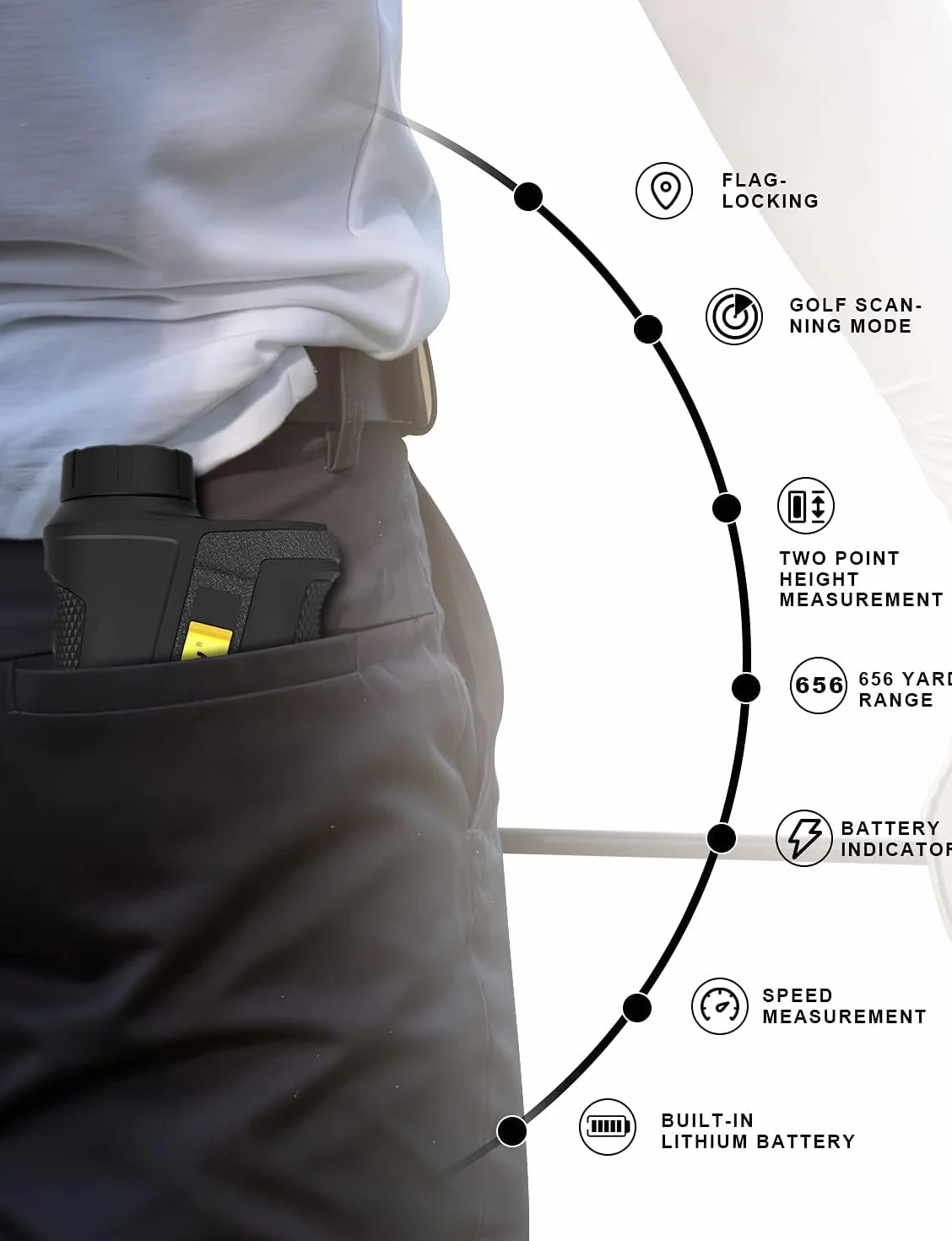 Télémètre Golf Laser, 600M Télémètre Chasse Précision ±0,5m avec Chargement USB et Compensation de Pente, Grossissement 6X pour Chasse et tir à l'arc, l'escalade, IP54 Étanche