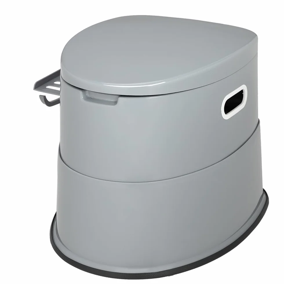 Bonnlo Toilettes de camping Toilettes de voyage portables, Seau intérieur amovible Toilette mobiles Avec siège, couvercle et support de papier toilette, pour le camping，gris