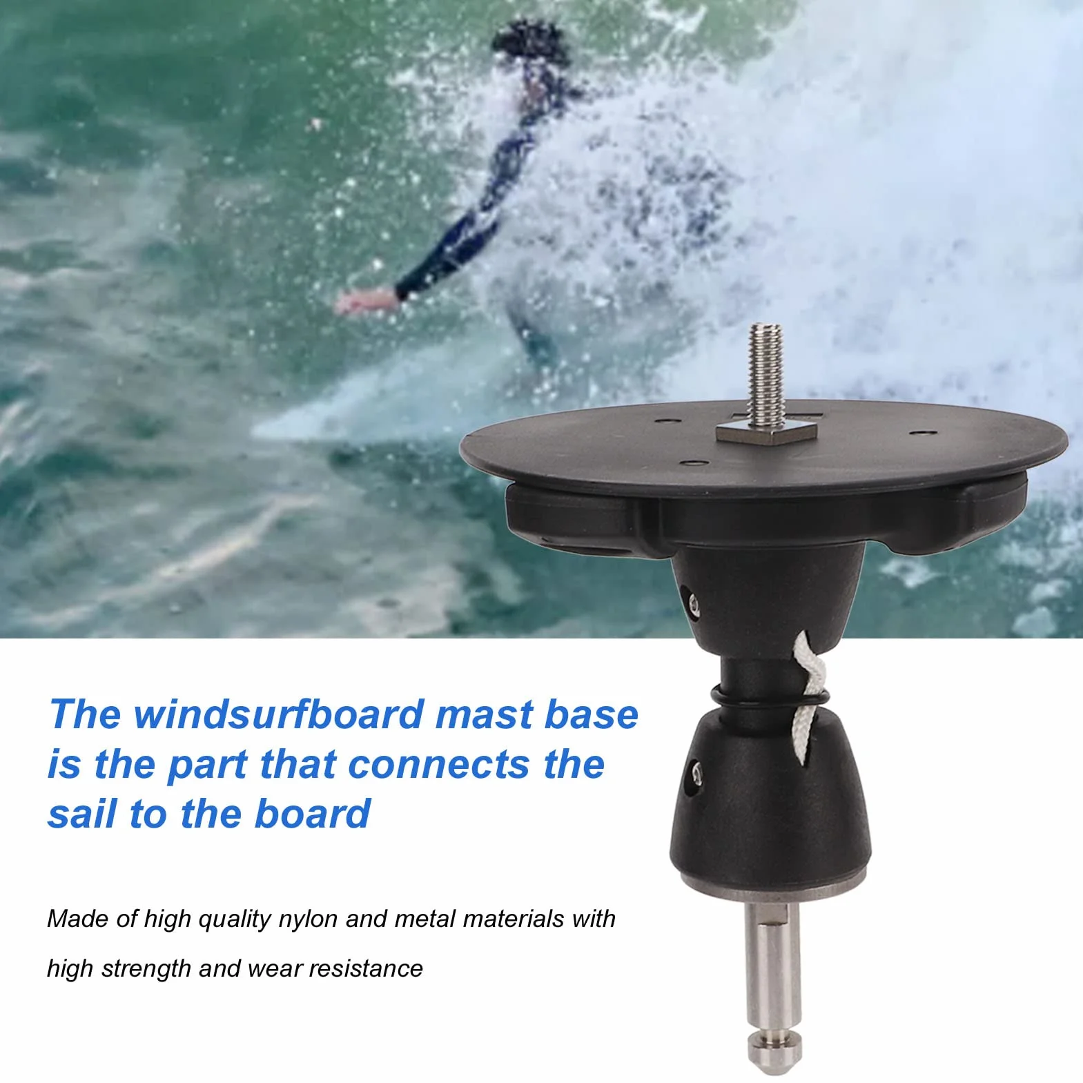 Base de mât de Surf Nylon et métal rotative 360° Universelle pour Planche à Voile et Windsurf Support Durable (Noire)