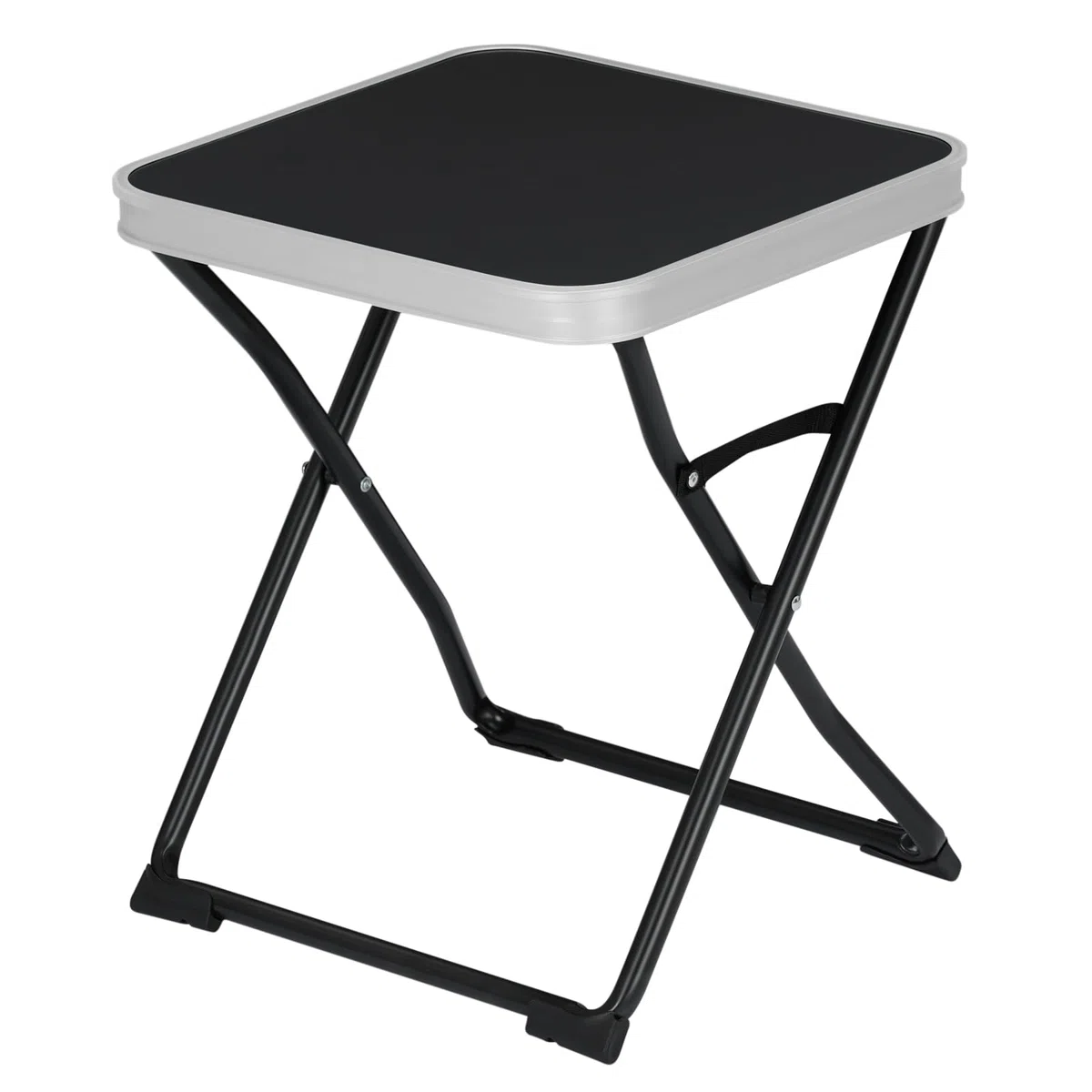 eSituro Table Pliante 2 en 1 d'Appoint avec Plateau Amovible, Tabouret Portable pour Camping Extérieur, 40,5x40,5x50cm, Noir