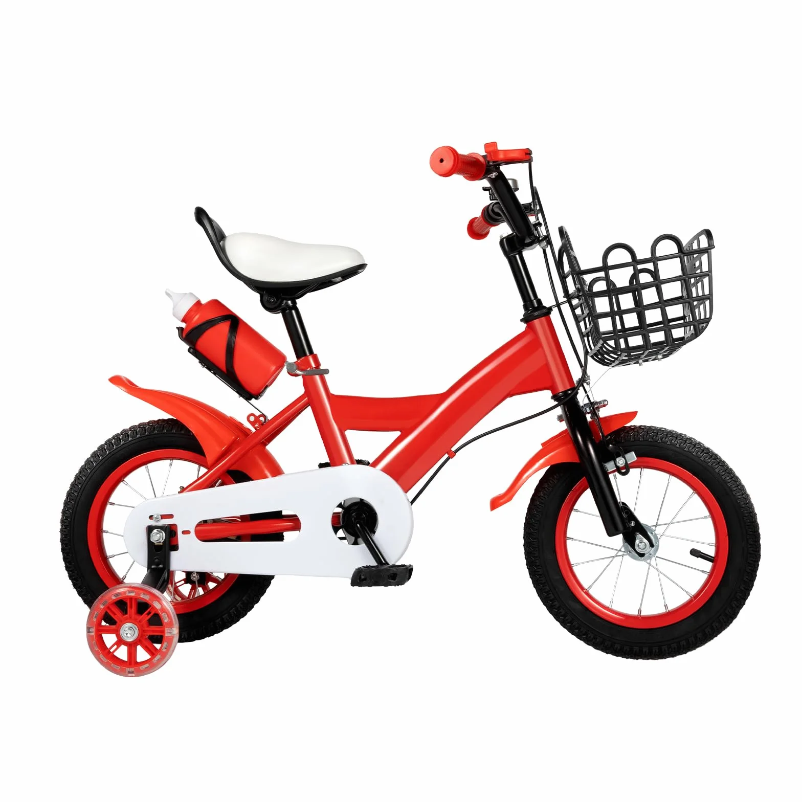 Vélo enfant 12 pouces avec roues stabilisatrices réglable hauteur rouge 2-4 ans