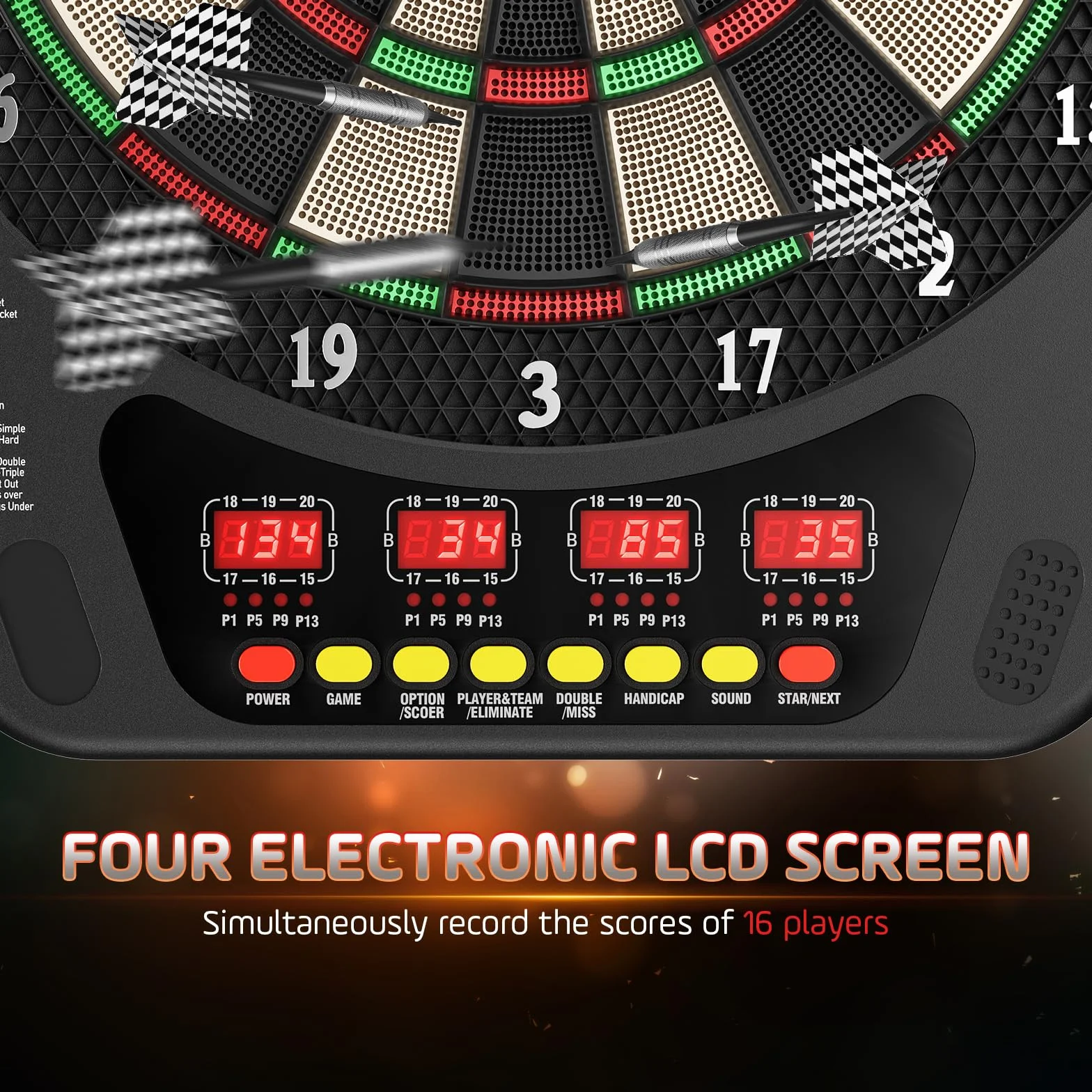 Cible de Fléchettes Electronique Professionnelle avec 6 Fléchettes, Jeu de fléchettes électroniques avec écran LCD, E-Darts avec 243 Jeux pour Amis, Famille, Réunions de Bar