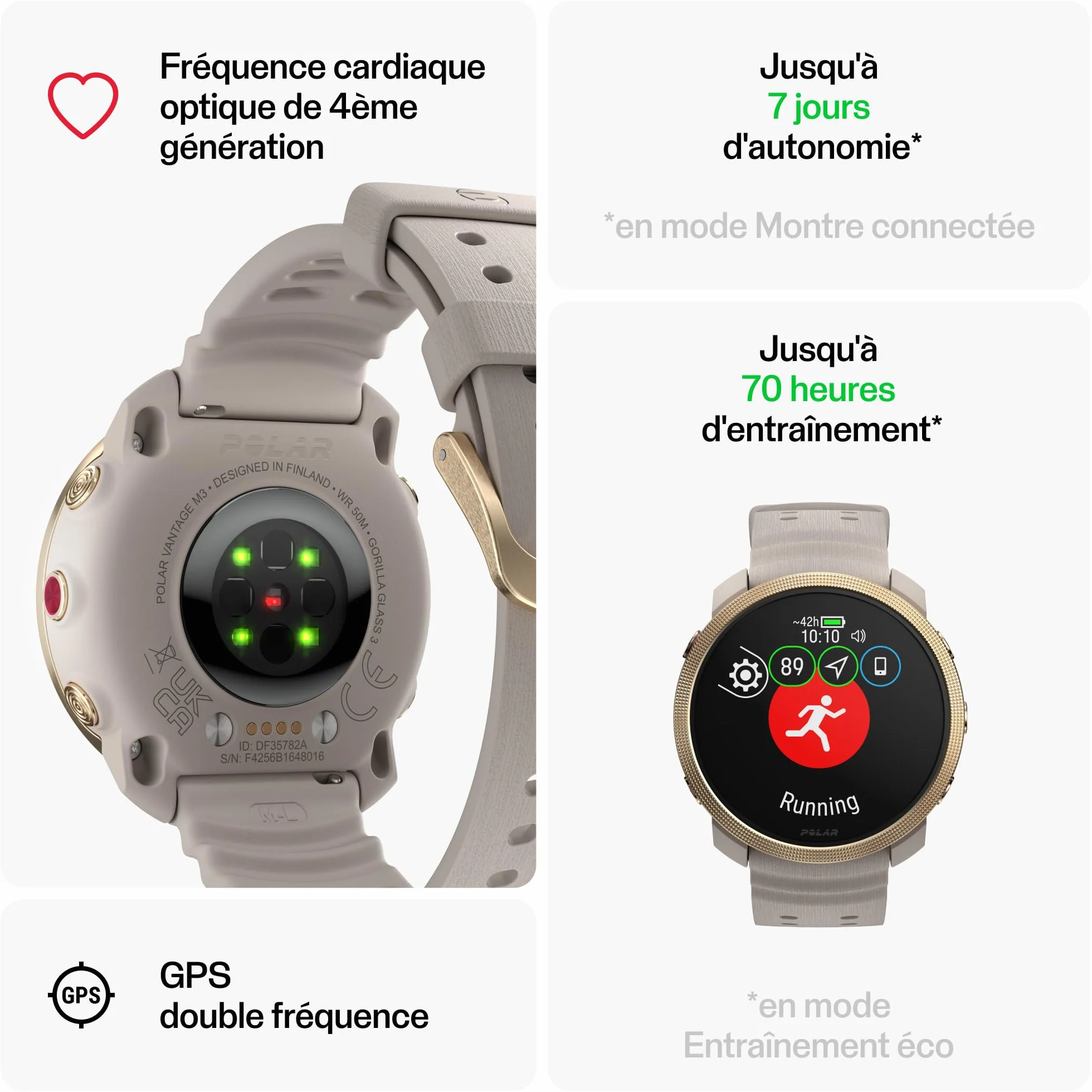Polar Vantage M3 – Montre de Running avec Écran AMOLED, GPS Double Fréquence, Outil Navigation Ultra Précis, Autonomie Jusqu'à 7 Jours