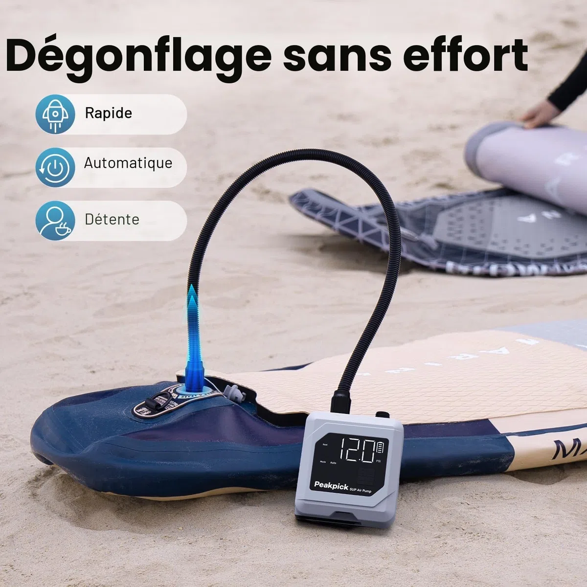 Pompe à pagaie électrique 20 psi, alimentée par Batterie Rechargeable, gonflage et dégonflage, Pompe à air Sup à arrêt Automatique pour Planches à pagaie, Cerf-Volant de Surf, Tente, Matelas