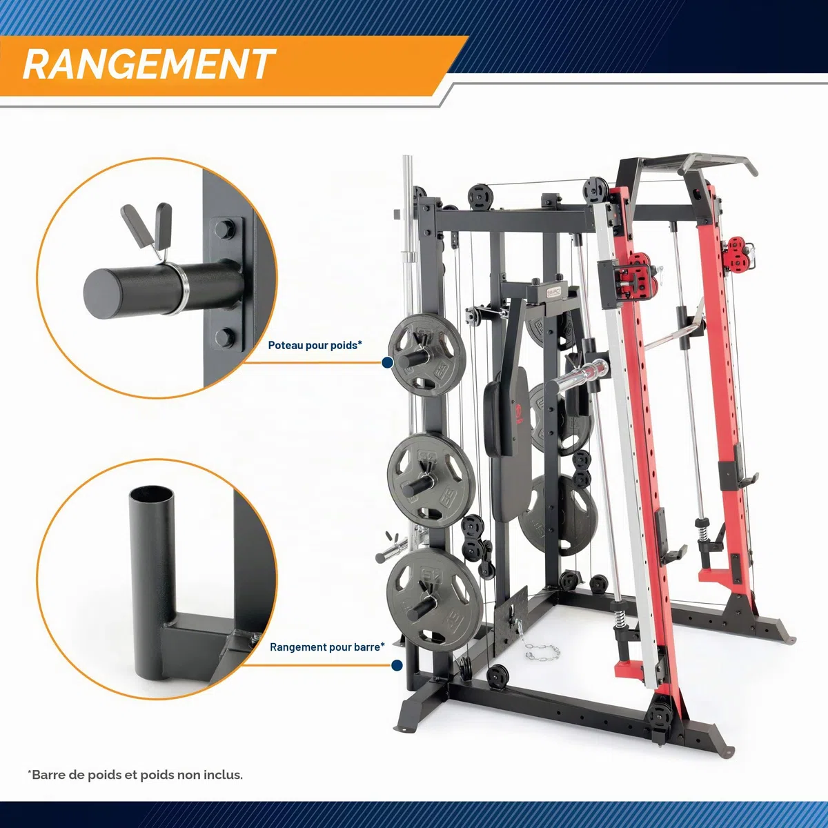 MARCY Smith Machine Cage de musculation multifonction pour entraînement à domicile avec barre de traction autoportante et station de rotation