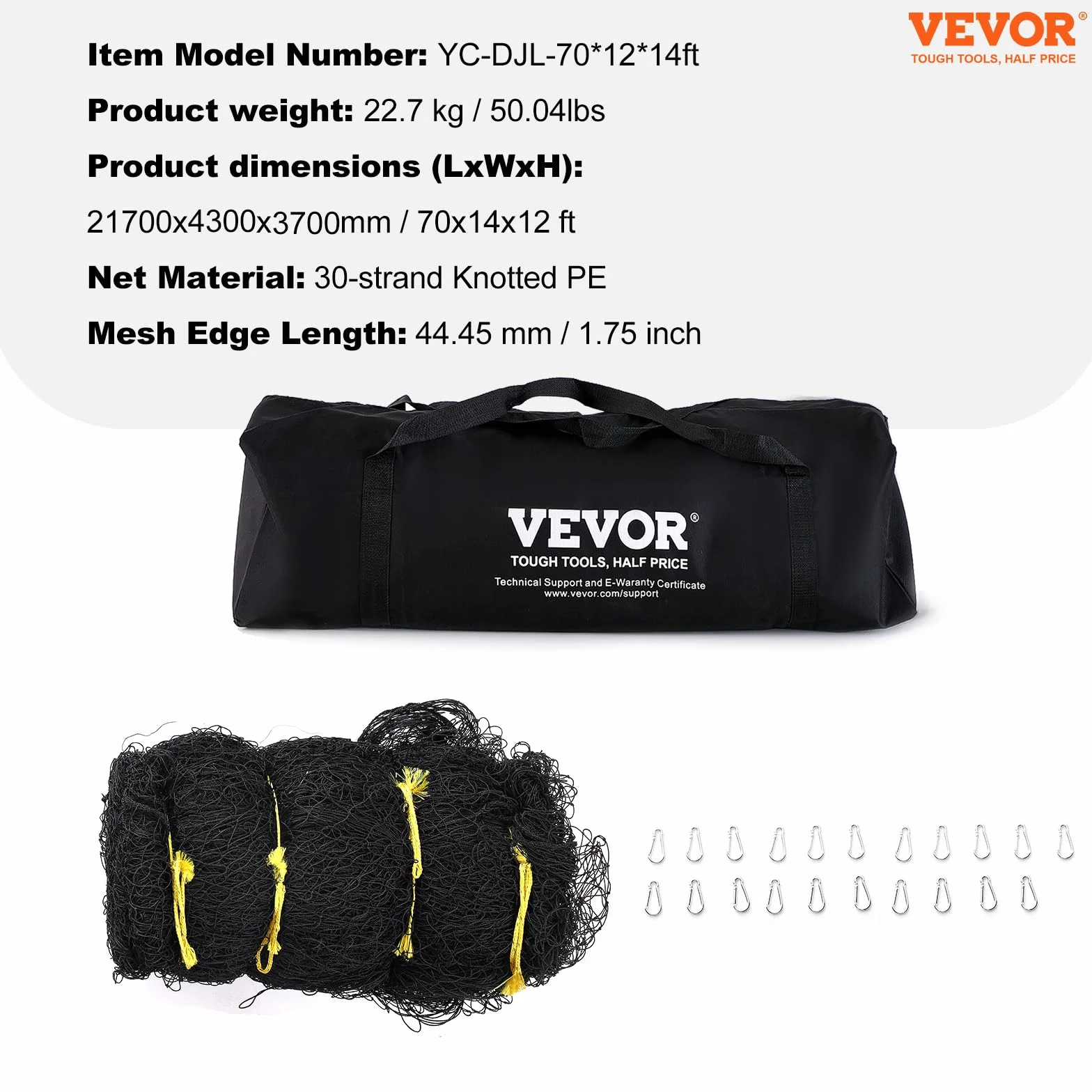 VEVOR Cage Frappeur de Baseball 21,7 m, Filet d'Entraînement Professionnel pour Frappeur de Softball, Cage de Lancer Portable avec Porte et Sac de Transport, Filet en PE Fermé Robuste Extérieur