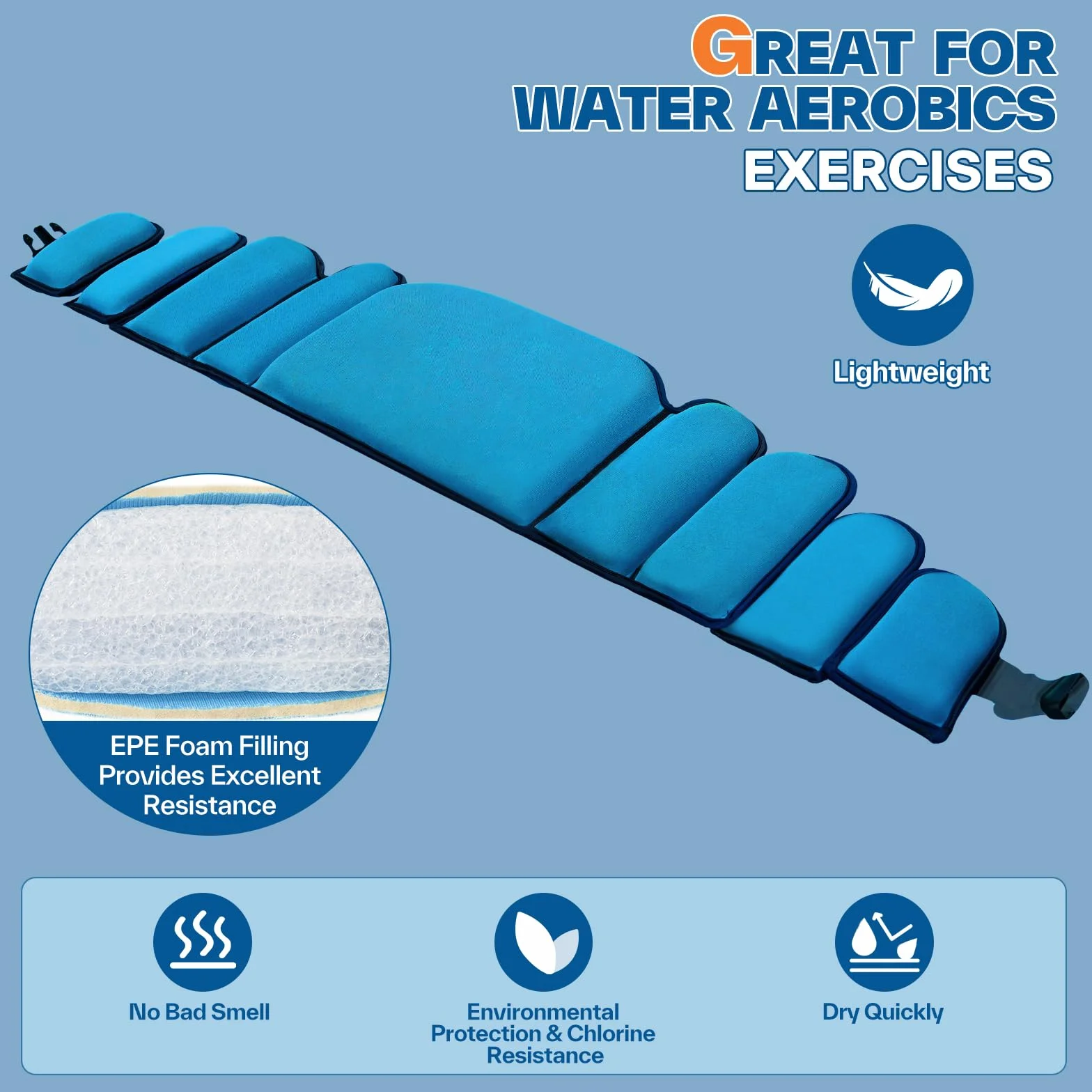 Sportneer Ceinture de jogging Aqua pour adultes - Blocs réglables pour l'entraînement à la résistance à l'eau, ceinture de jogging aquatique pour exercices de piscine, aquagym