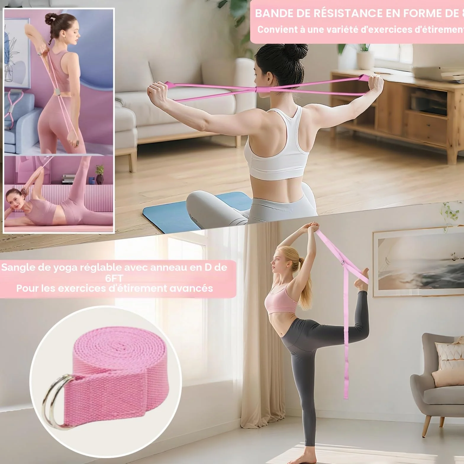Nuplot Ensemble de Pilates Essentiel pour Femme : Meilleur Ensemble de Pilates pour l'entraînement à la Maison avec Anneau de Pilates et Ensemble de balles, Bande de résistance pour Figure 8, Bandeau