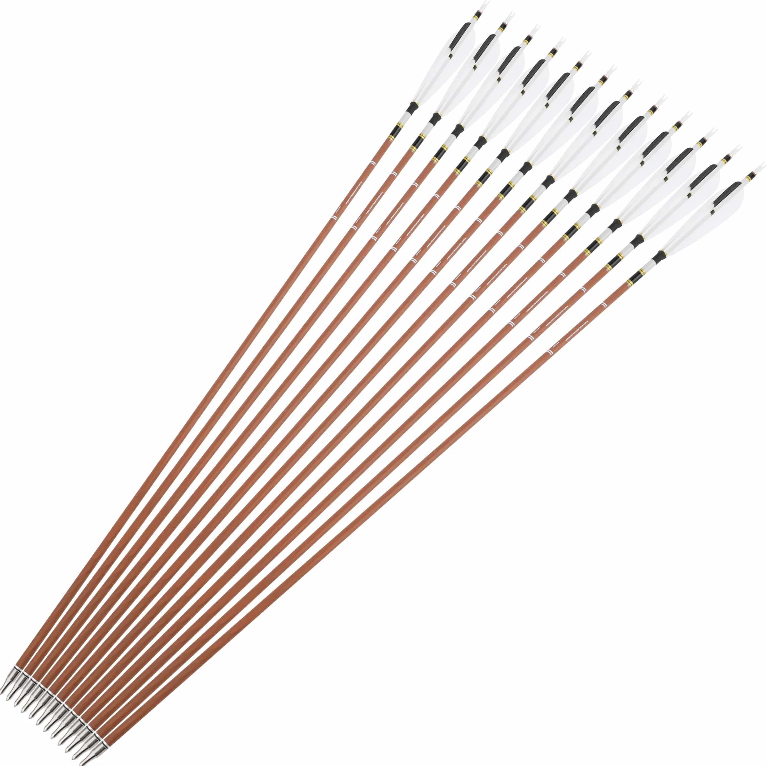 Flèche de Chasse en Carbone de 31 Pouces avec Plume Naturelle de 5 Pouces 340 400 500 600 Flèches de tir pour arcs à poulies, arcs Classiques et arcs Traditionnels
