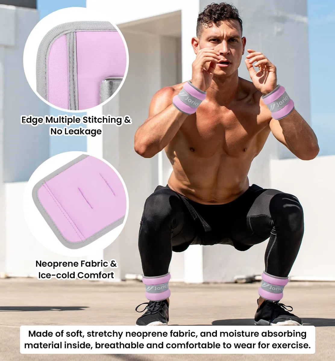 JORICY Poids Cheville Poids de Poignet Poids pour Cheville 1 2 3 4 5 6 8 10 kg la Paire Poids Poignets pour Perte de Poids, Bracelets Lestés pour Exercice Marche Jogging Poids Musculation