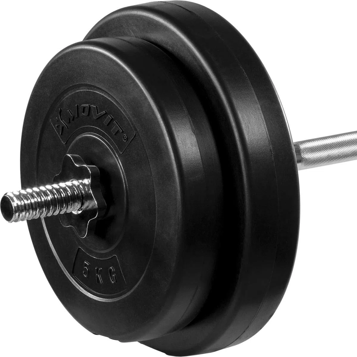 MOVIT Ensemble d'haltères longs 30 kg ou 60,5 kg, barre chromée et moletée avec fermetures en étoile