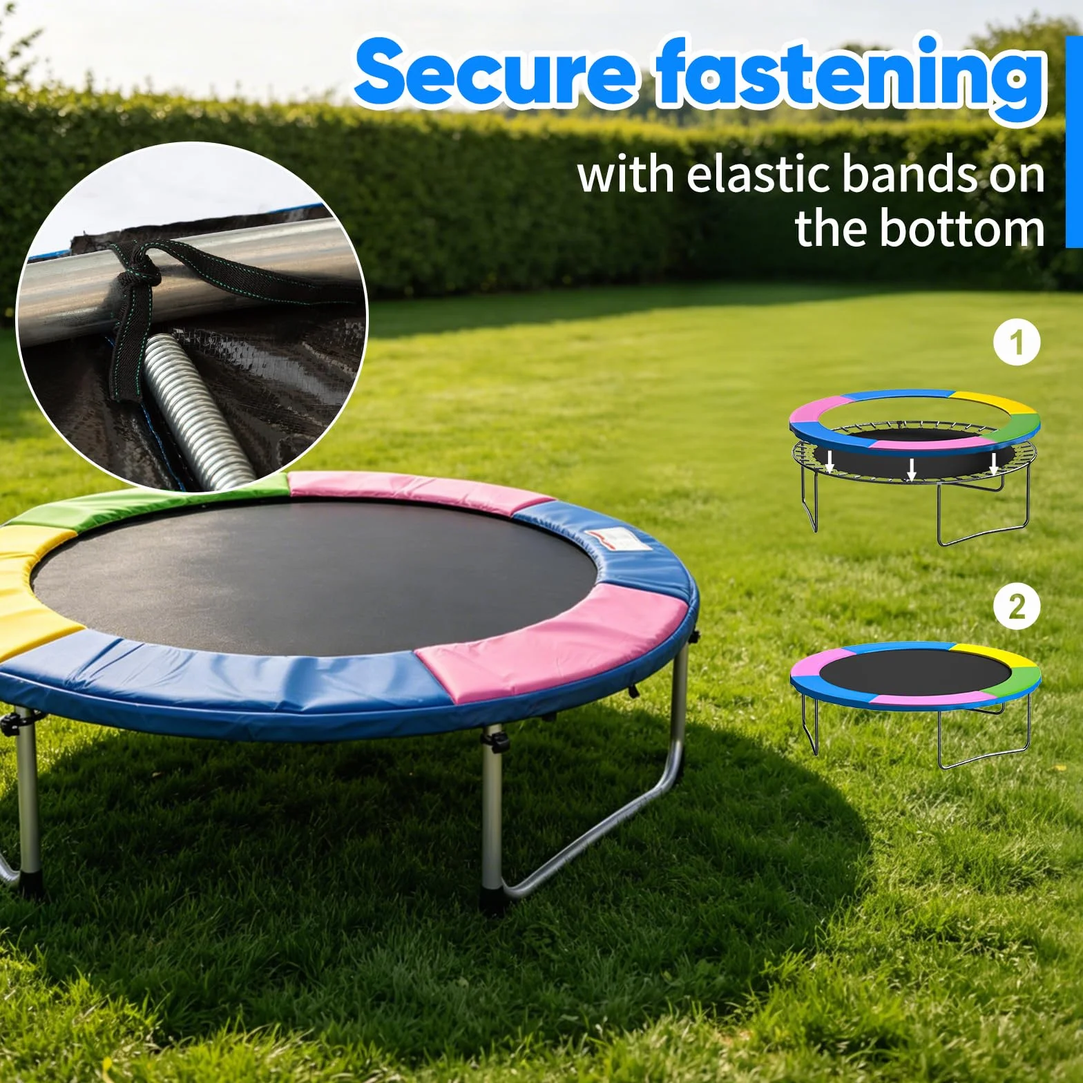 NONMON Coussin de Protection Remplacement pour Trampoline Ø 244 305 366 397 427cm, Housse de Protection des Bords Indéchirable Couverture Rembourrage, Tapis de sécurité Résistant aux UV