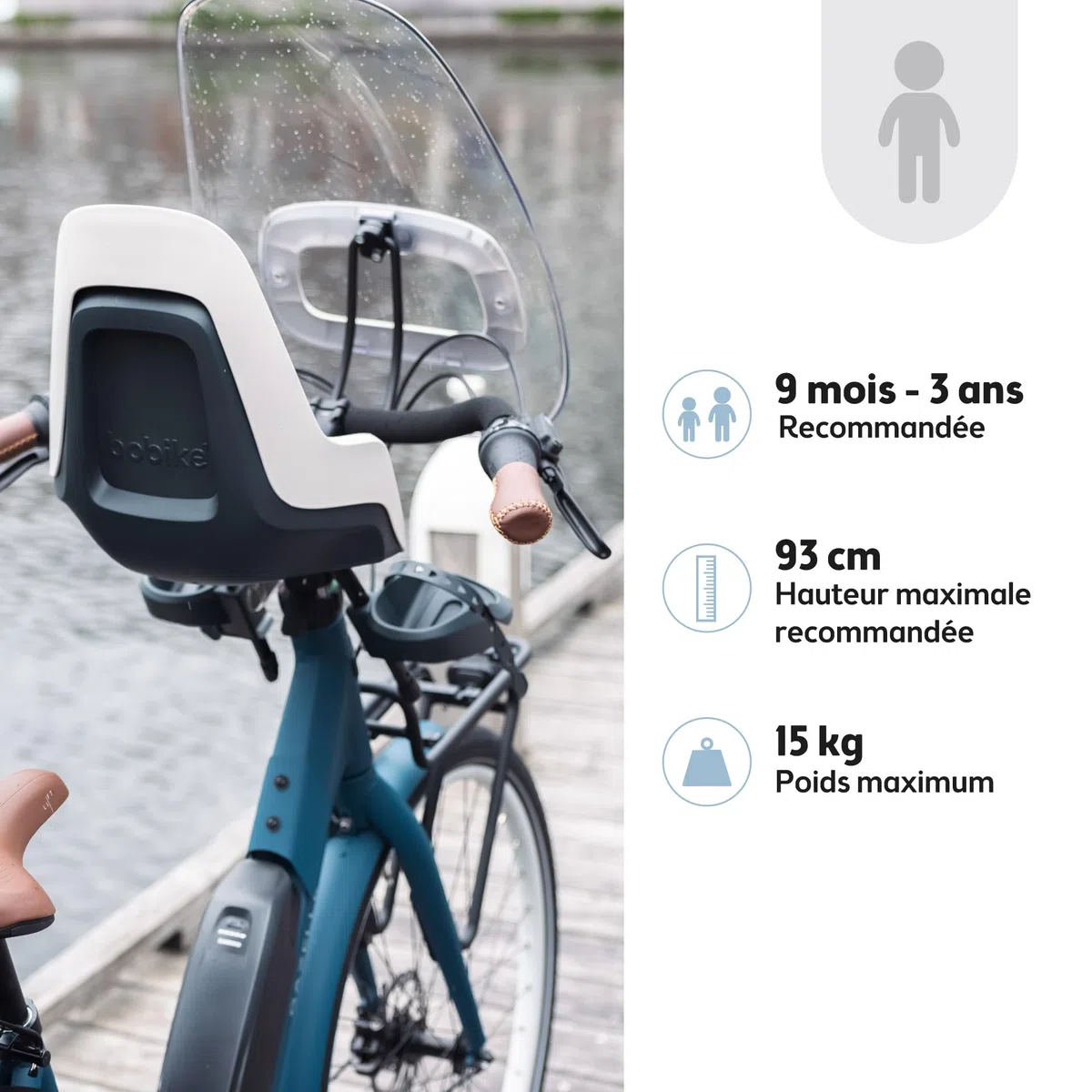 BOBIKE Go Mini Siège Vélo Avant pour Bébés et Tout-Petits pour Tube de Direction – Sûr, Réglable, Confortable et Élégant pour Bébés de 9 Mois à 3 Ans, Jusqu’à 15kg