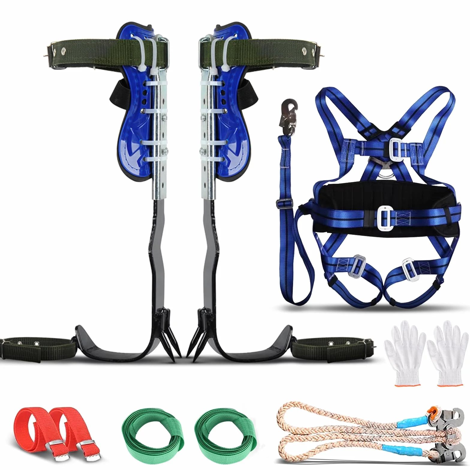 Ensemble De Pointes D'escalade d'arbre, Griffe Elagage Equipement d'escalade d'arbre,Tree Climbing Spikes Réglable en hauteur,Avec de ceinture de harnais de sécurité réglables