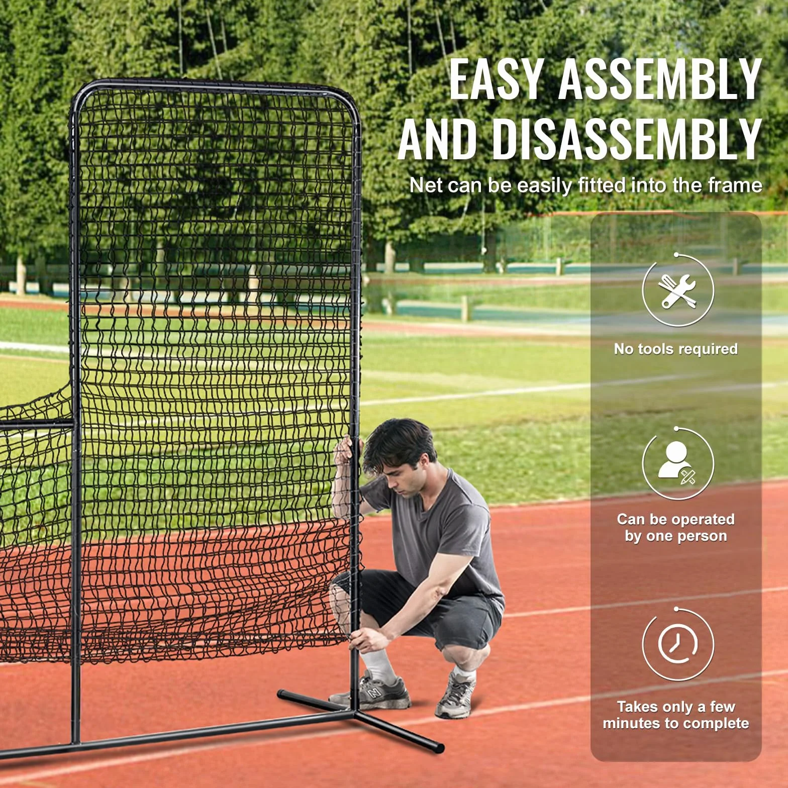 VEVOR Écran Protecteur de Baseball en Forme de L, Filet de Protection Softball 213x213 cm, Portable avec Sac de Transport