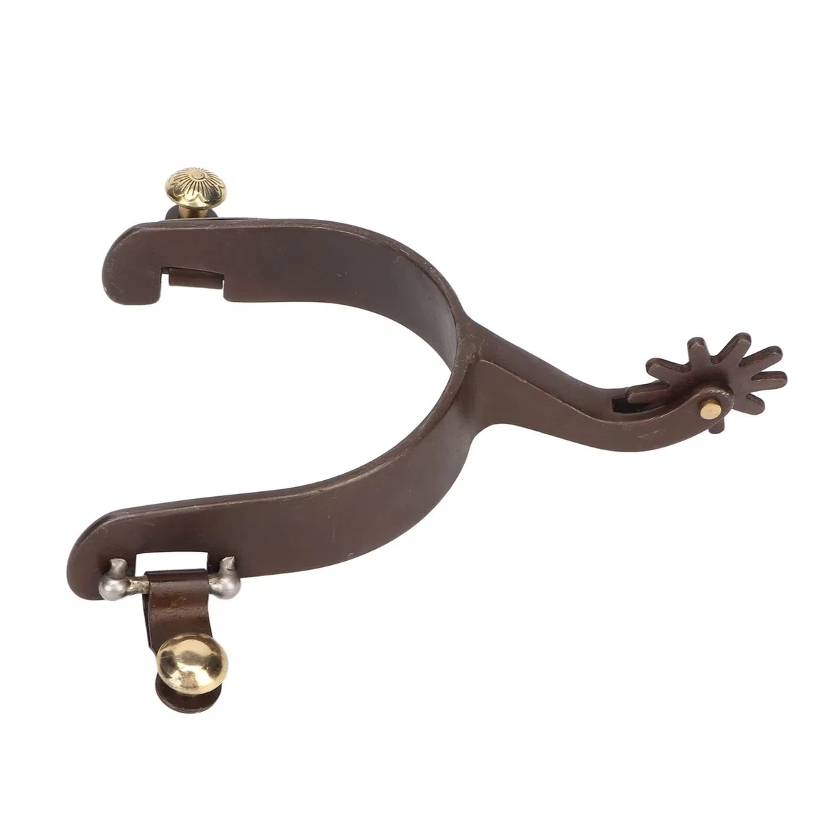 Lot 2 Éperons Cowboy Occidentaux Faits À La Main En Cuir Véritable Avec Engrenage Rotatif Sangle D'Éperon Vintage Bronze En Acier À Faible Teneur En Carbone Accessoires D'Équitation Pour Chevaux