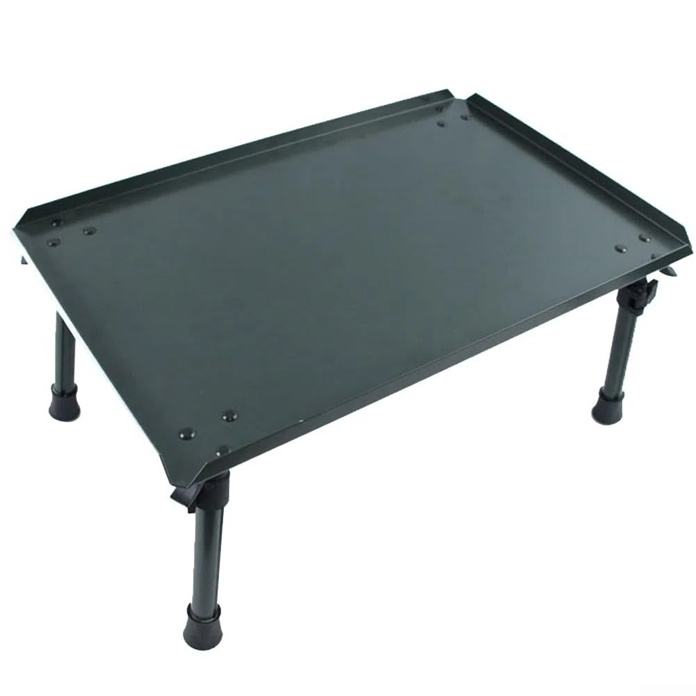 Table de bivouac pour pêche à la carpe verte avec pieds réglables en alliage d'aluminium, table de tente pliable en plastique pour les pêcheurs à la ligne, équipement léger et portable de 34,5 x 26 cm