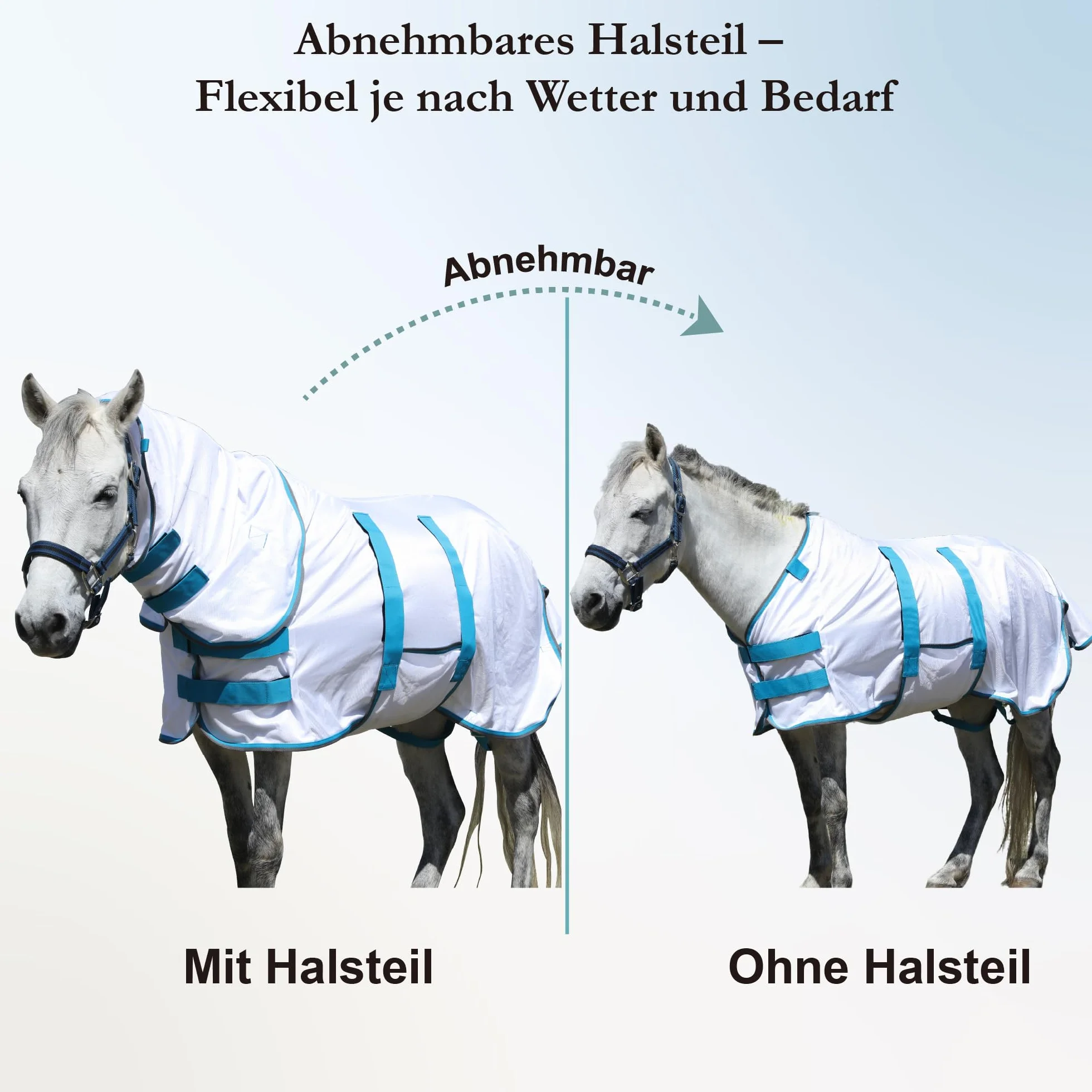 Couverture anti-mouches pour poney avec partie détachable pour le cou, respirante et légère, confortable, couverture d'été pour mini-, shetty- et poneys nains, sangles de poitrine et