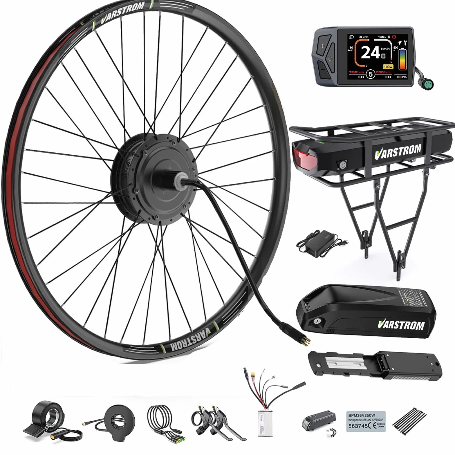 BAFANG G020 G0900 Ebike Kit Moteur Roue Arriere 48V avec Batterie Optionnelle et Écran LCD pour Vélo 26'' 27,5'' 28'' 700C, Hub Rear Moteur Kit - Version Cassette Frein à Disque avec Old 135-142 MM