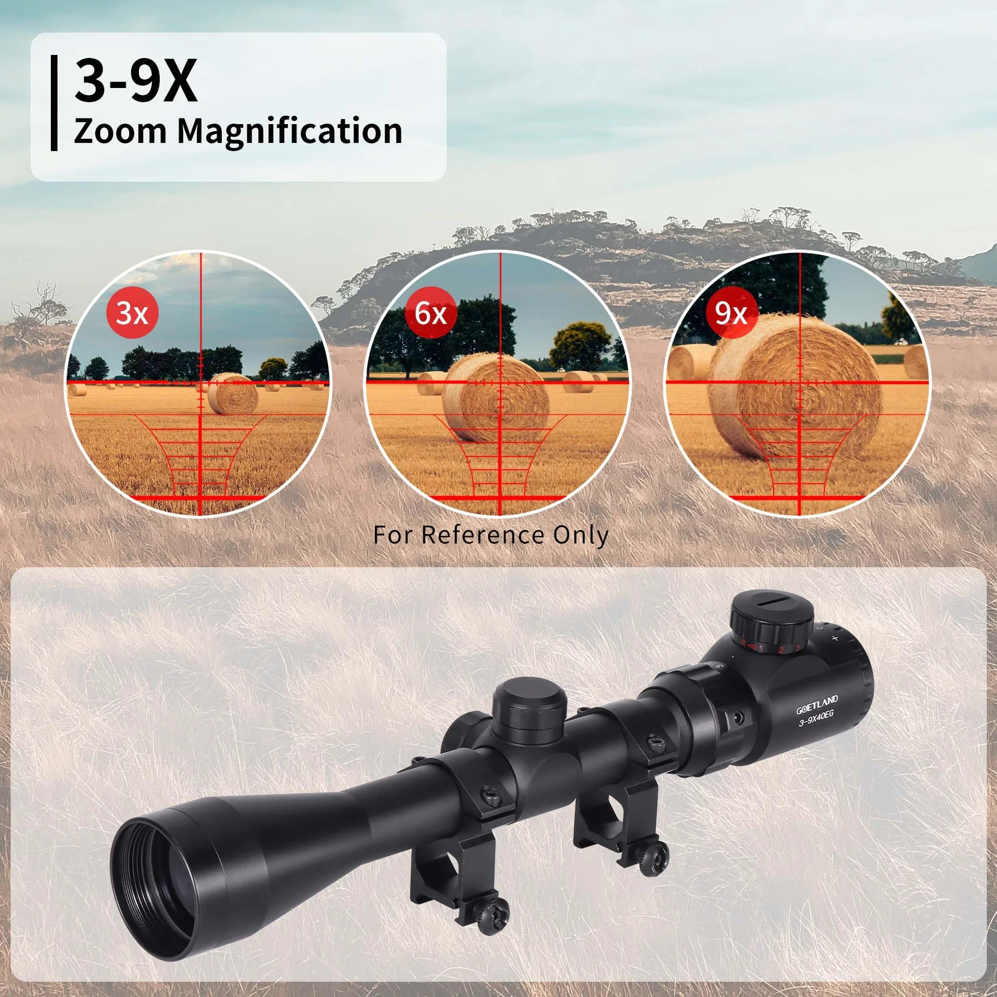 Goetland Lunettes de Visée 3-9x40 EG Telemetre Red Dot Rouge Vert Illuminé Rangerfinding SFP pour Tactique Chasse Airsoft Arbalète Carbine Tir Sportif