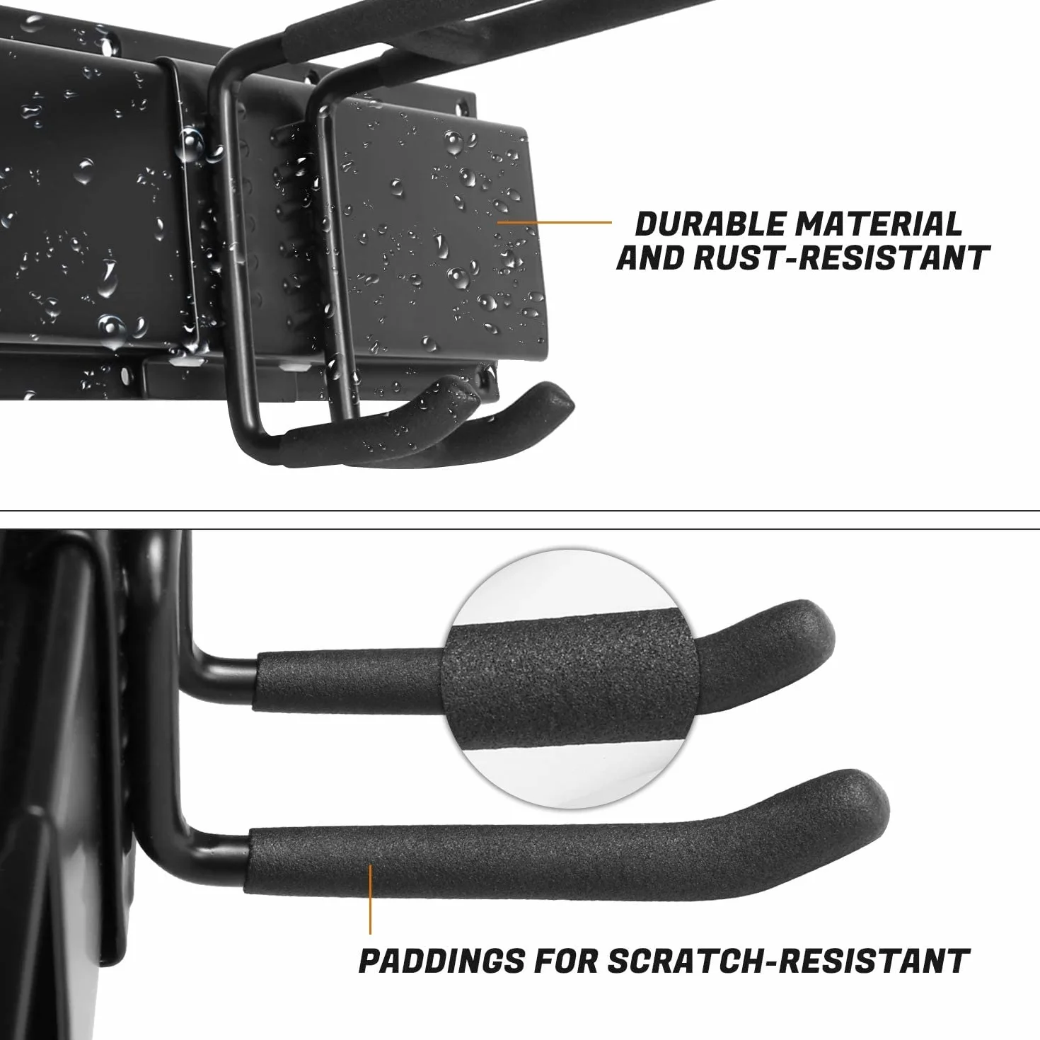 Odoland Kit de Support de Rangement à Skis pour 6-4 Paires Snowboards, Crochets, Sangles Velcro, Jusqu'à 300 LBS
