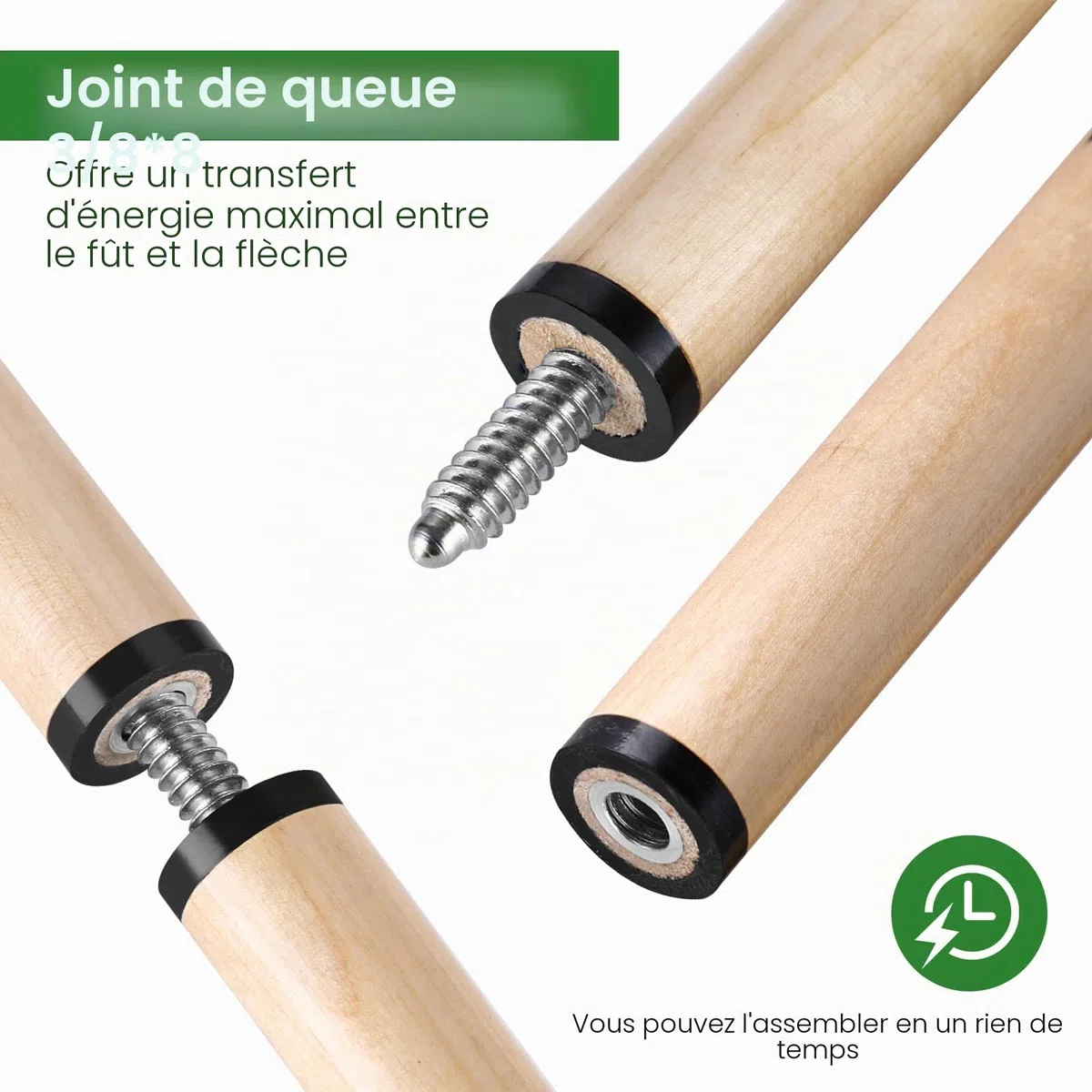 Lot de 2 ou 4 queues de Billard de 567 g pour Adultes 91,4 cm, 106,7 cm, 121,9 cm, 147,3 cm, bâtons de Queue de Billard avec Pointe en Cuir de 13 mm pour Enfants ou débutants, 14/16/18, 538,6