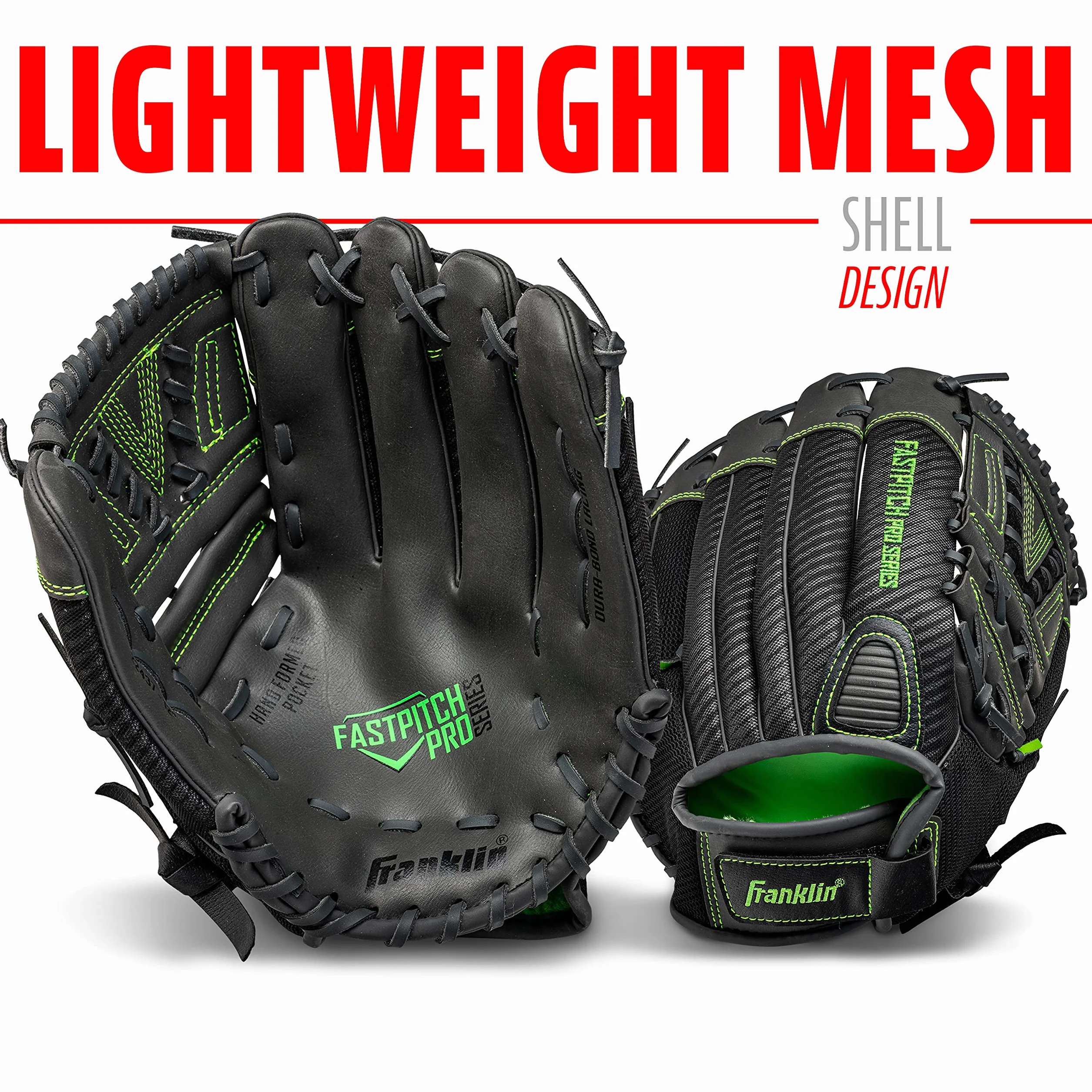 Franklin Sports Gants de Softball Fastpitch Pro Series, pour Main Droite ou Gauche, Tailles Adultes et Jeunes, 27,9 cm, 29,2 cm, 30,5 cm, 31,8 cm et 33 cm