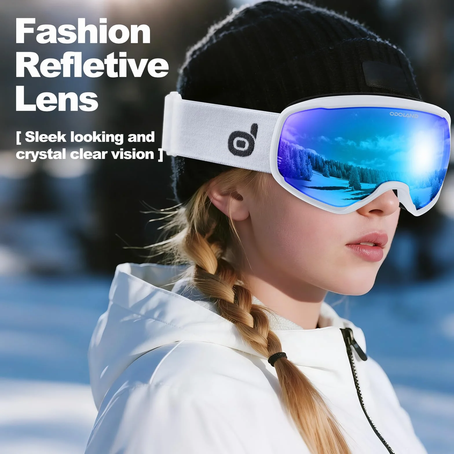 Odoland Lunettes de Ski Lentille Photochromique, Masque de Ski et Snowboard Anti-UV400, Anti-Buée,avec Grande Lentille Sphérique pour Homme Femme, Skating, Surf des neiges