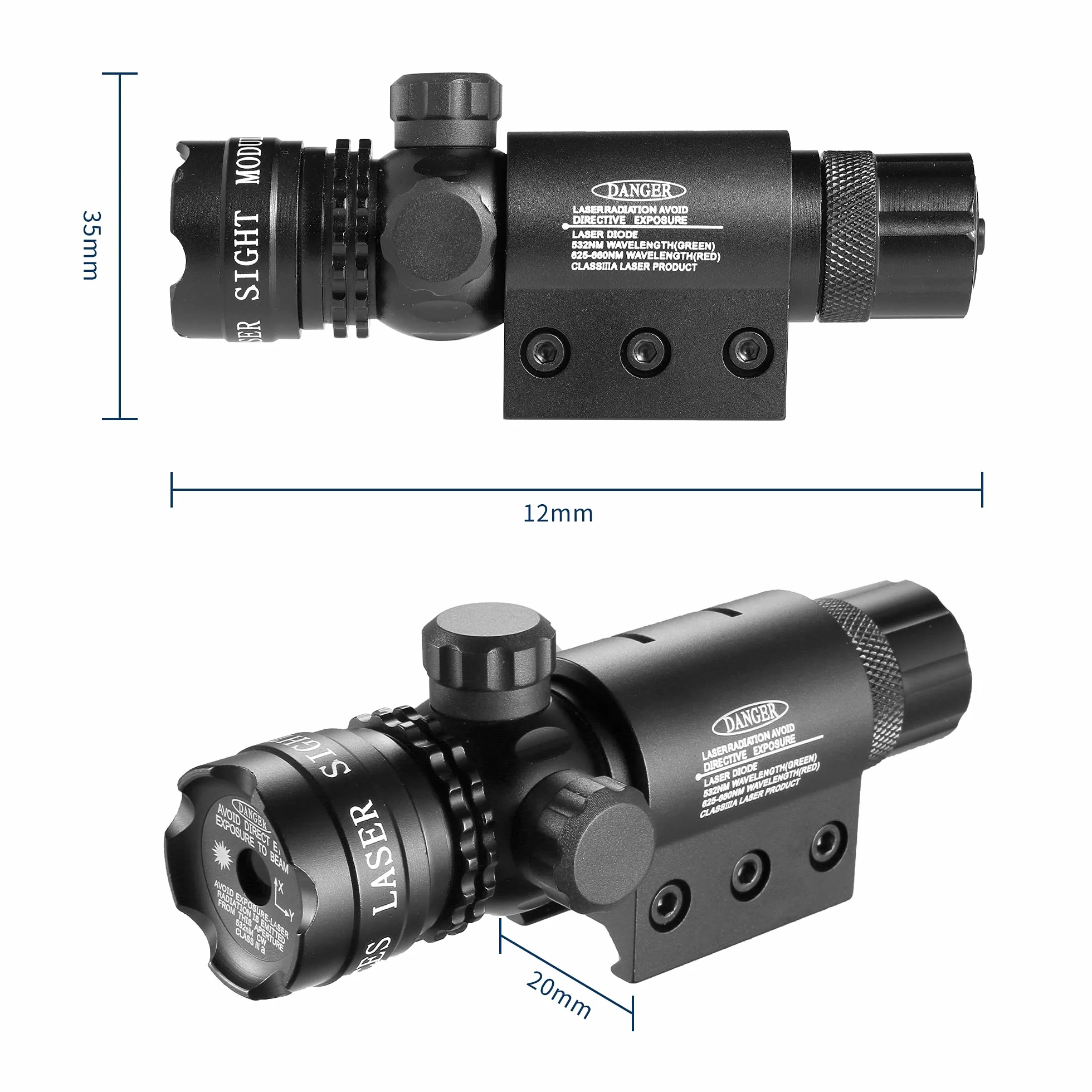 Ajustement extérieur Verte visée Laser Fusil Laser portée avec gratuits Dovetail Montage 8 Chiffre Monte