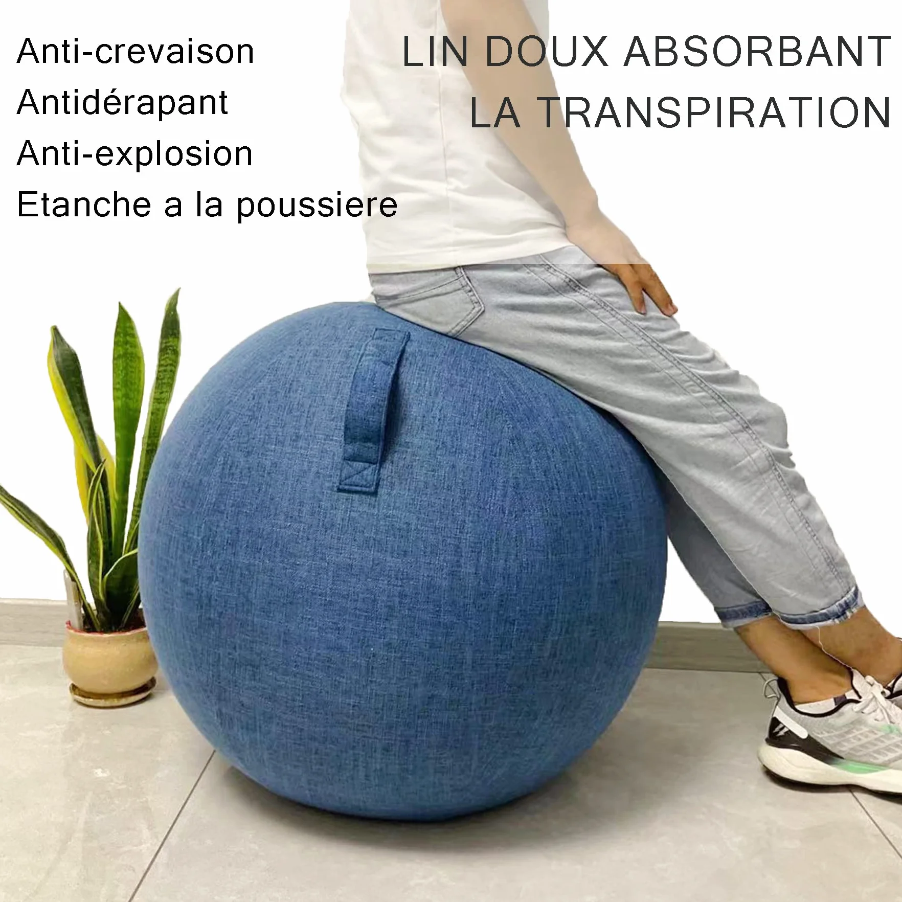 Ballon Bureau Siege Ballon Gym Ballon Bureau 55/65/75cm Ballon de Grossesse Chaise Ballon avec Housse de Protection Antidérapante Swiss Ball