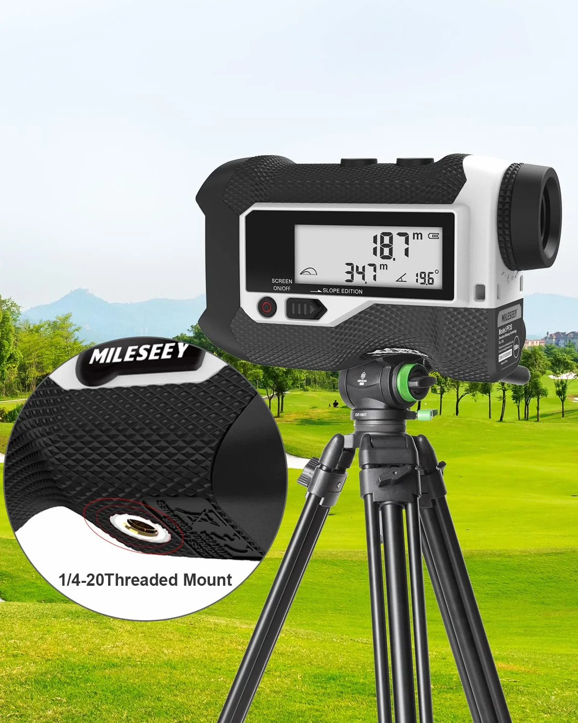 MiLESEEY Télémètre rechargeable avec interrupteur de pente, verrouillage de drapeau, vibration – 600 yds, précision ± 0,55 m – légal pour tournoi
