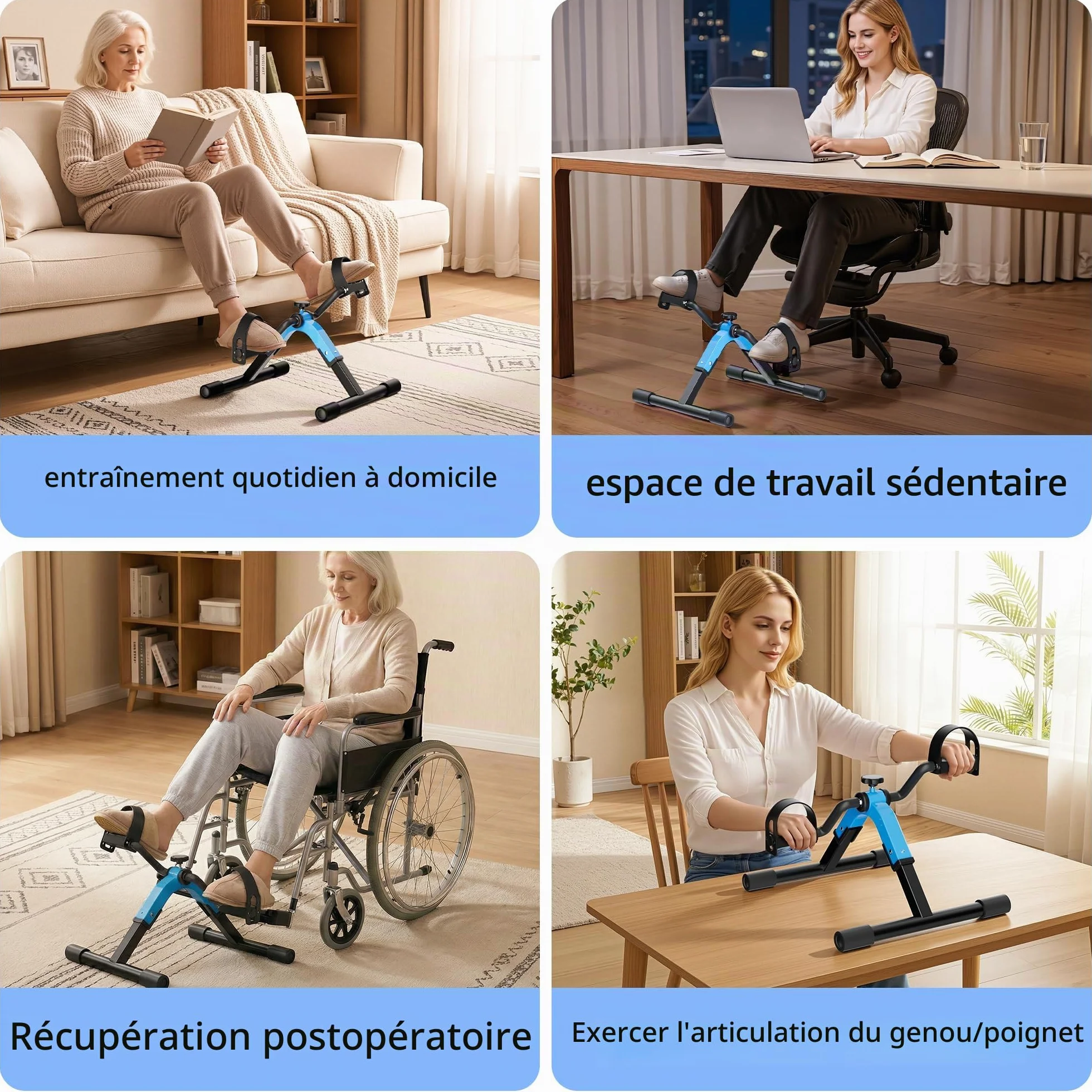 Mini Vélo d'appartement Pédalier pour Personnes âgées, Machine d'entraînement Bras sous Bureau
