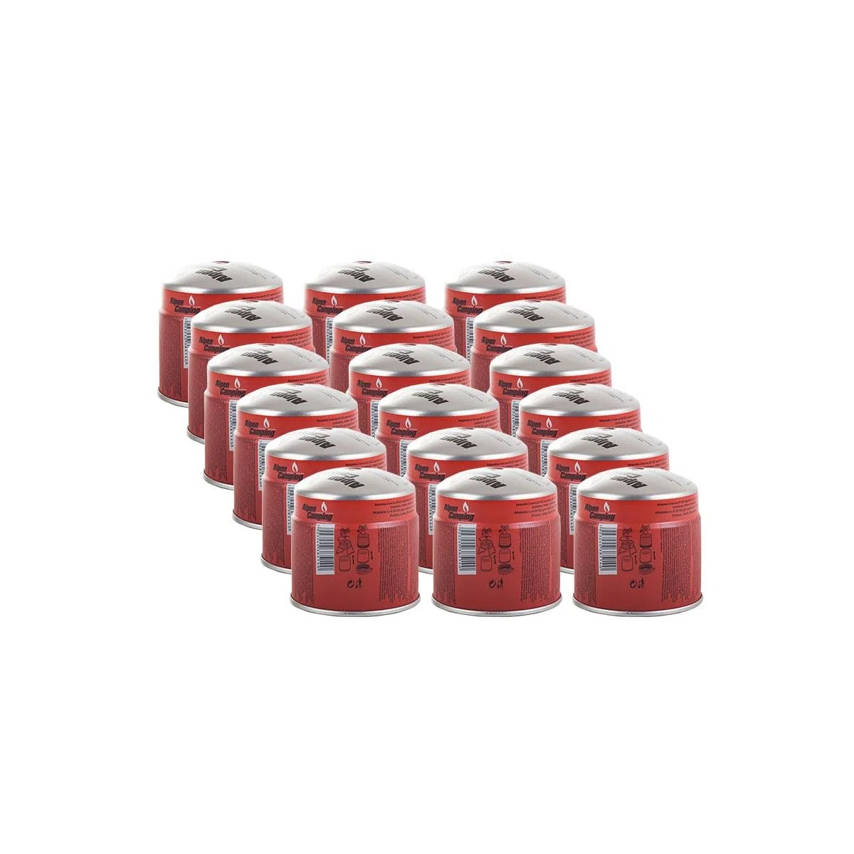 ALPEN CAMPING - Pack 18 Cartouches Gaz 190g Butane Propane Mix, Sécurité Stop Gaz Certifiée EN521, Recharge Universelle Perçable Type 200 pour Réchaud, Lampe à Souder & Camping