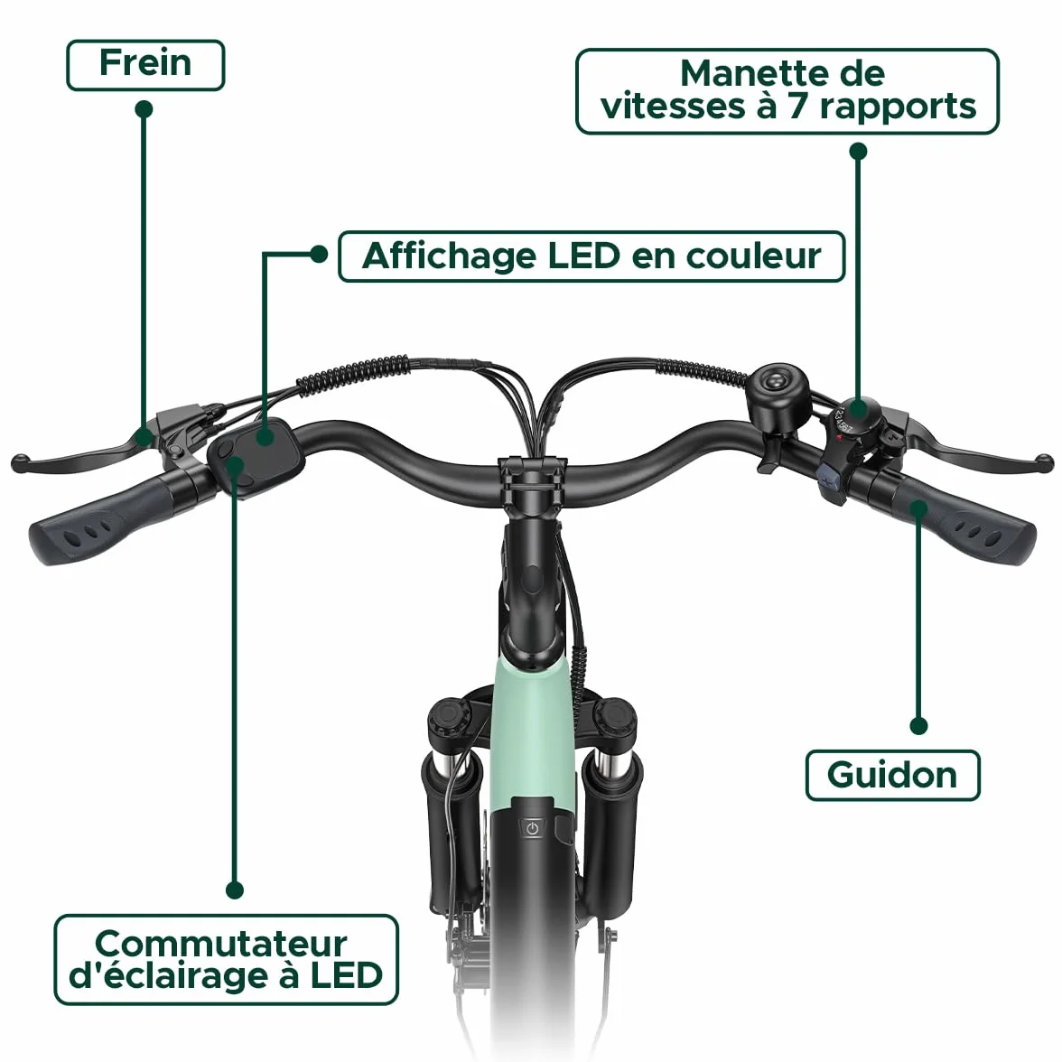 HillMiles Vélo Électrique Adulte 26", Batterie 36V 13Ah Amovible, Autonomie 100 km, 25 km/h, 7 Vitesses, 5 Niveaux Assistance, Suspension Avant, Étanche IP65,VTC