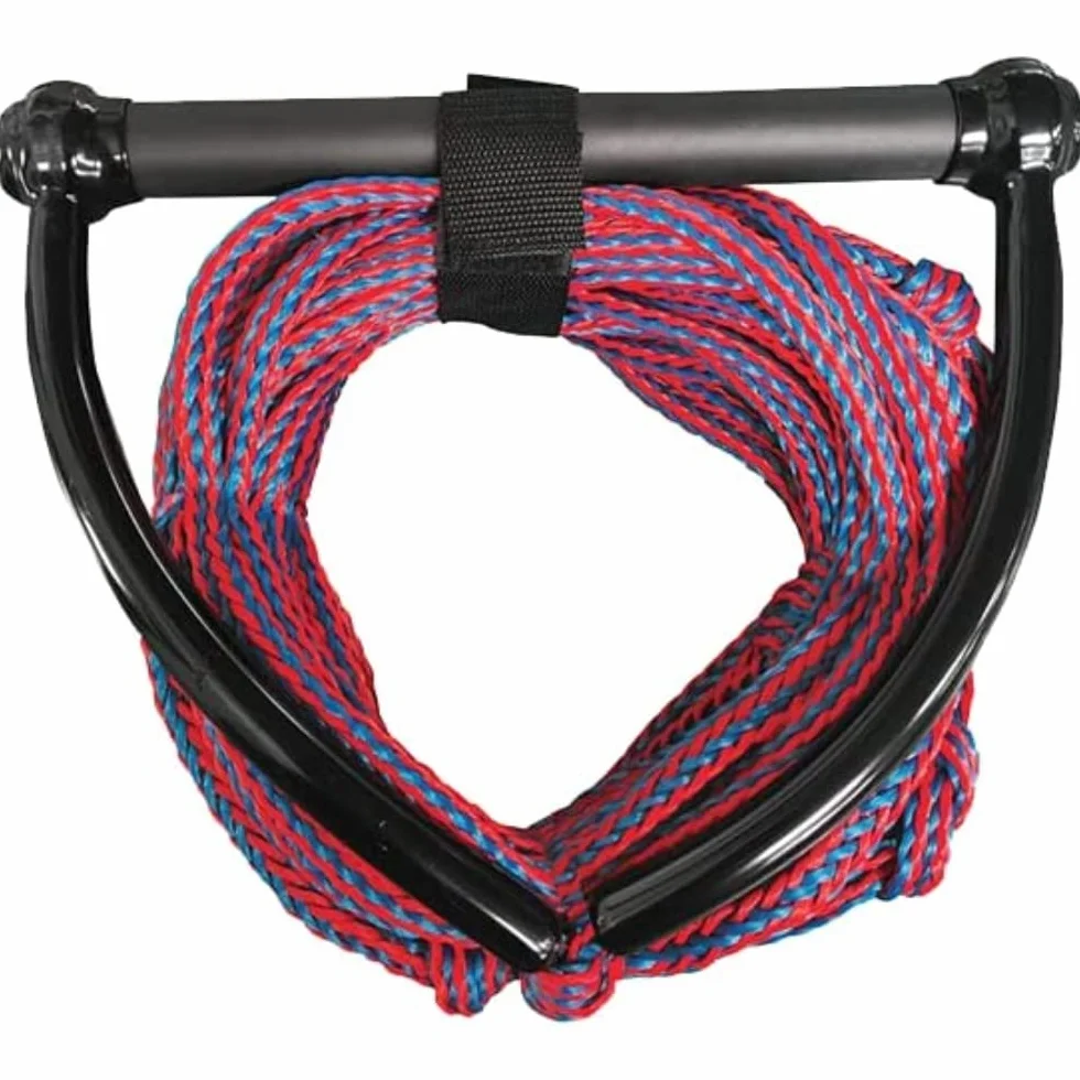 Coasto - Palonnier avec Corde de Traction Line - Équipement pour Wakeboard et Ski Nautique - Longueur Corde 20 m - Largeur Poignée Douce en Mousse EVA 31 cm - Rouge et Bleu