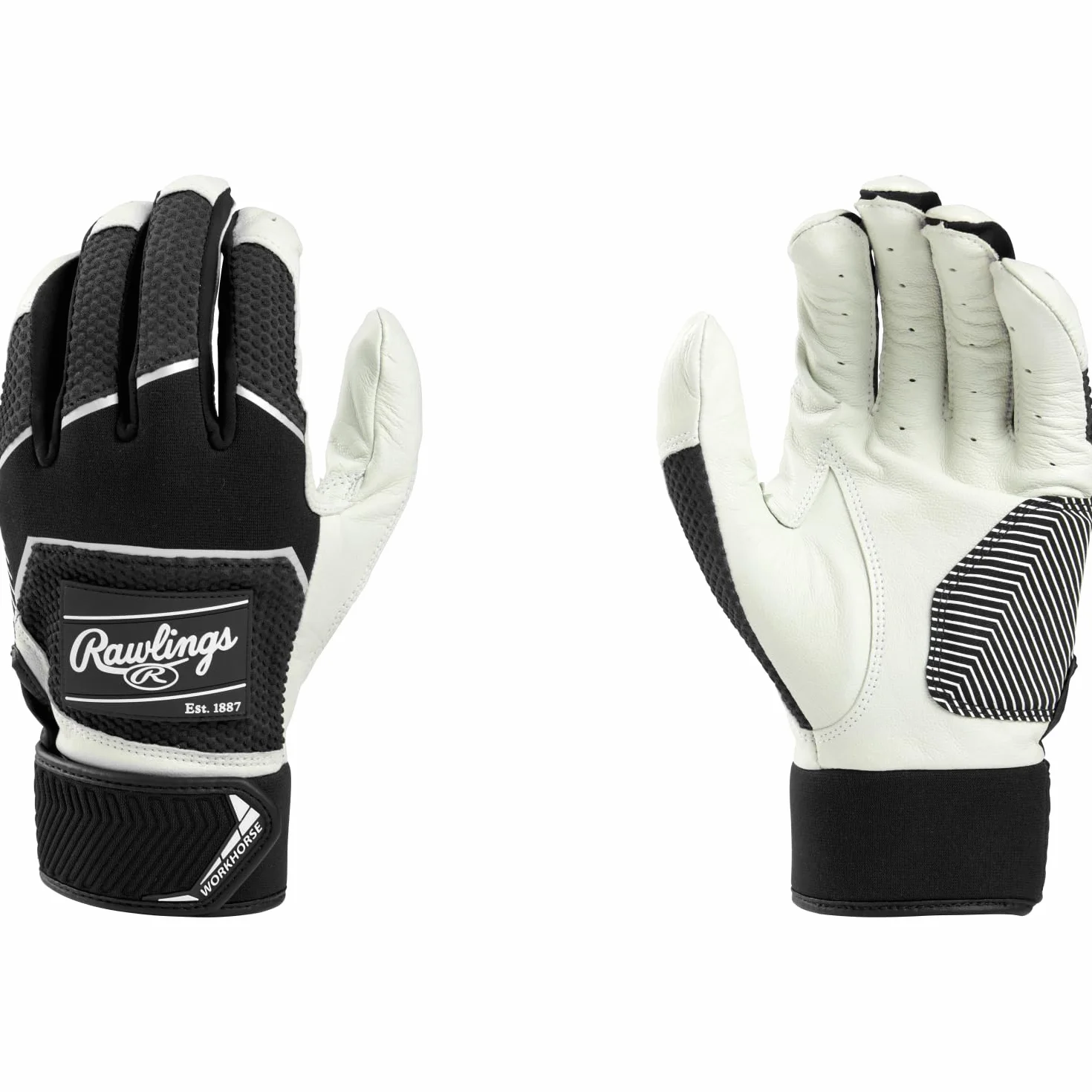 Rawlings | Workhorse – Gants de Batteur de Baseball | Adulte XL | Noir