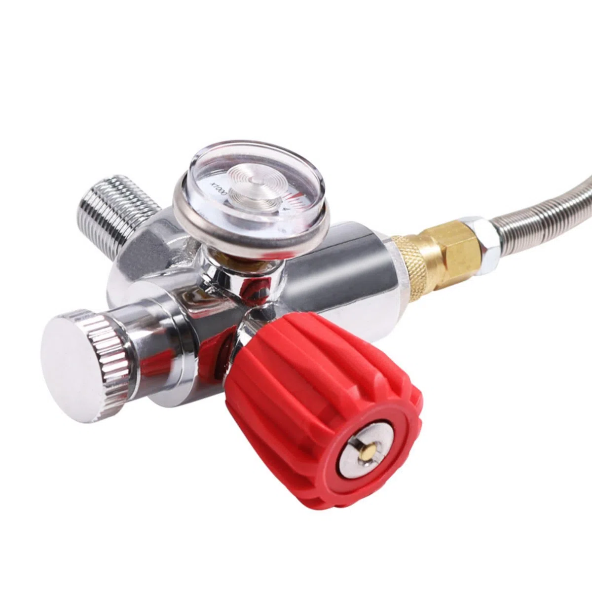 TUXING Compresseur d'air PCP haute pression PCP Paintball Valve en acier inoxydable Réservoir CO2 DIN M18 x 1,5 Rouge 4500 PSI