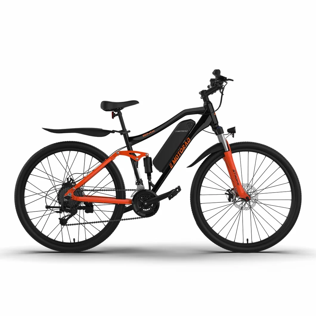 EMotorad EMX+ | Vélo électrique Tout-Terrain pour Adultes | pneus 27,5 x 2,1" | Moteur 36 V 250 W | Batterie 13 Ah Amovible | Double Suspension | Freins Hydrauliques | Écran Couleur C8
