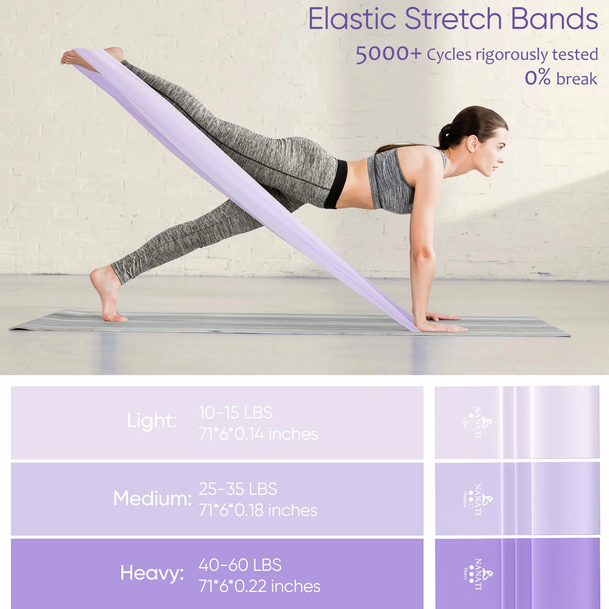 NANATI Kit de pilates 18 pièces, kit essentiel de pilates pour femmes à domicile, équipement de pilates avec anneau et balle de pilates de 36,8 cm, 7 bandes de résistance, poids de cheville, curseurs