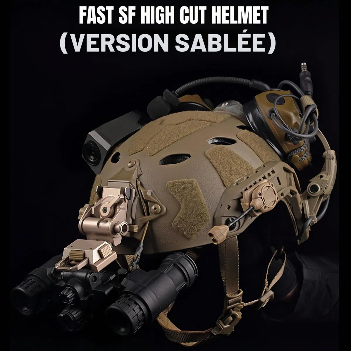 Casque Tactique Fast SF High Cut, Version sablée, Fentes pour Sangles de Casque, Trous de Connexion pour Masque de réserve, Casques Airsoft CS Game