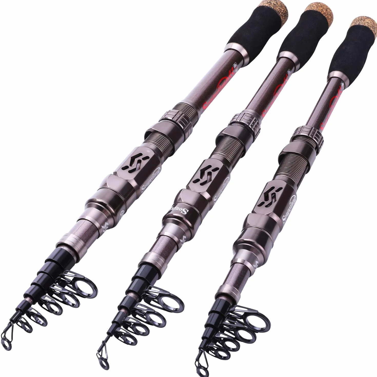 Sougayilang Canne à pêche et Moulinet télescopique en Fibre de Carbone 12+1BB avec Sac de Transport pour Eau salée et Eau Douce