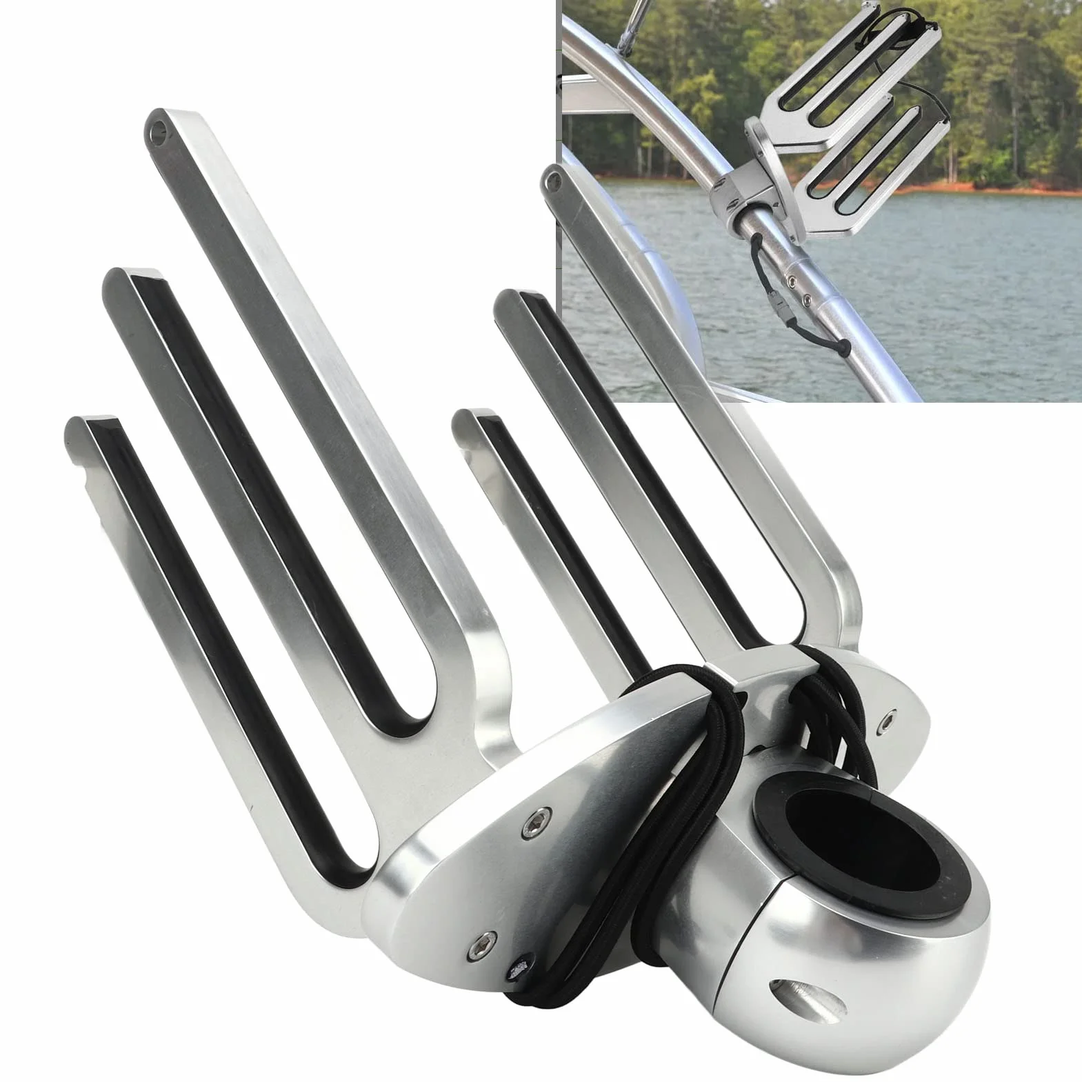 Wakeboard Rack 6061 Aviation Grade Aluminium Wakeboard Tower Rack Support de Support de Wakeboard à Angle Réglable en Alliage D'aluminium Poli pour Tube de Serrage 1,89 pouces
