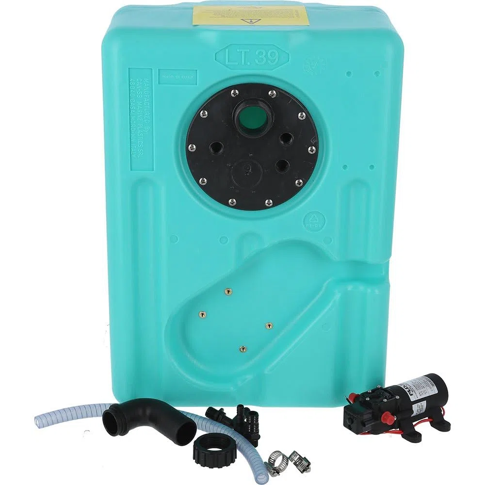 CAN-SB SE2900 Réservoir D'Eau 39L avec Pompe Autoclave Auto Aspiration 12V 4lt/min, Dimensions 550mm x 200mm x 290mm