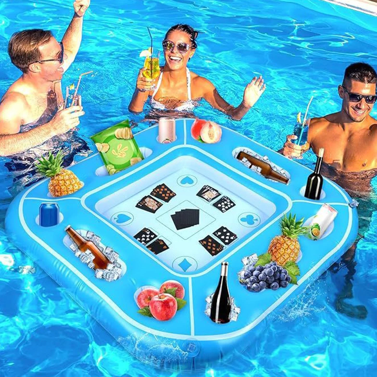Table Flottante pour Piscine - Gonflable Portable et Résistante aux Intempéries | Table Flottante pour Spa - Fête en Plein Air, Rivière, Mer, Lac, Vacances, Réunion De